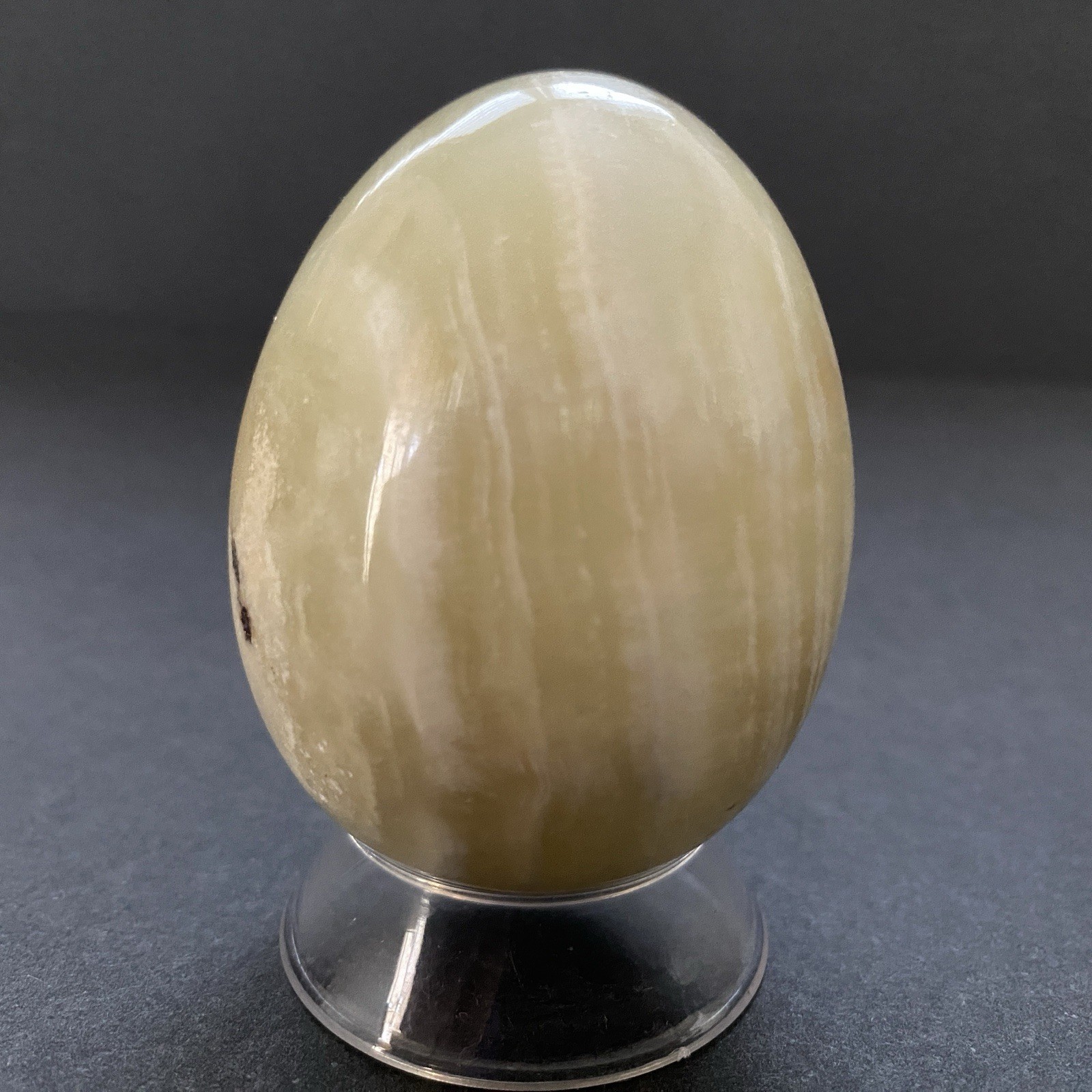 Natural Onyx Stone Egg With Stand Hand Polished Banded Agate Calcite Crystal