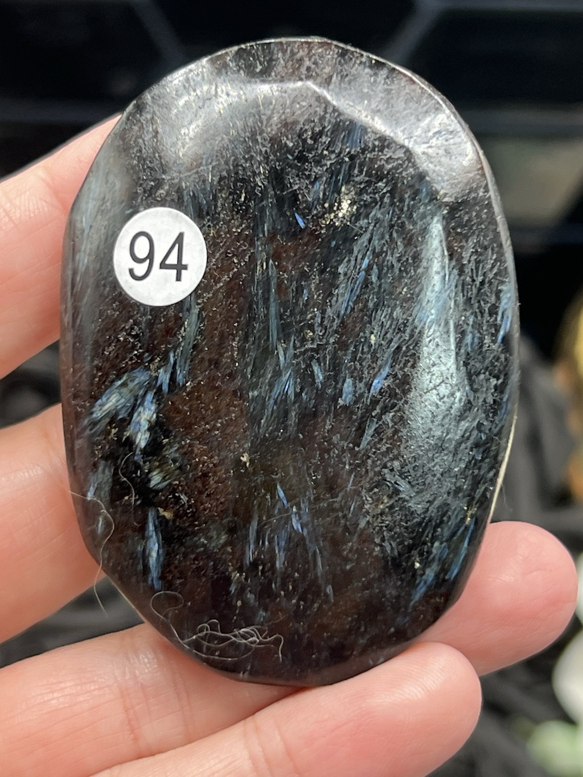 Natural “Firework Stone” Arfvedsonite Polished Palm stones L@@K Free ship & Gift