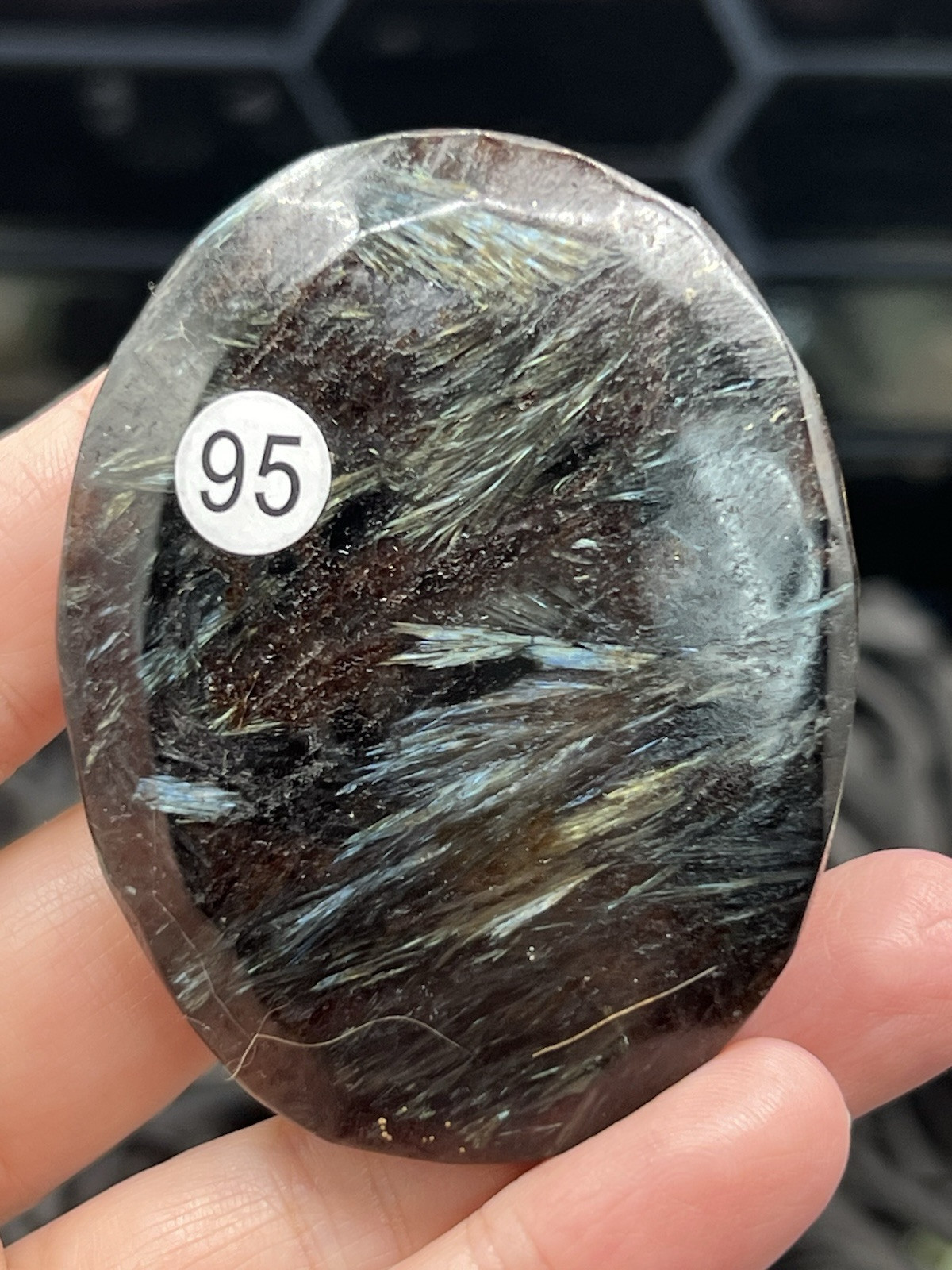 Natural “Firework Stone” Arfvedsonite Polished Palm stones L@@K Free ship & Gift