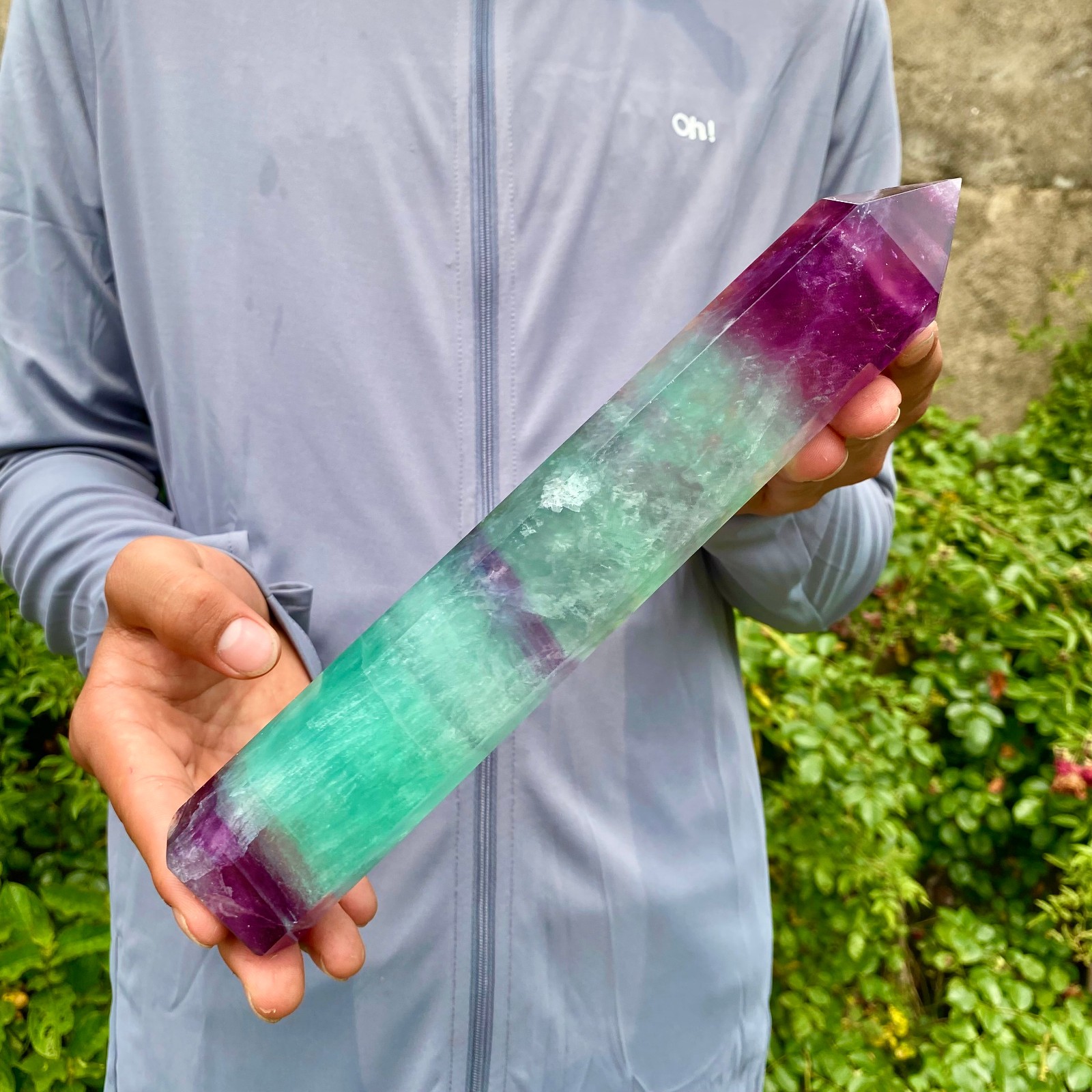 1.9LB Natural unique colored fluorite pillar quartz crystal sample