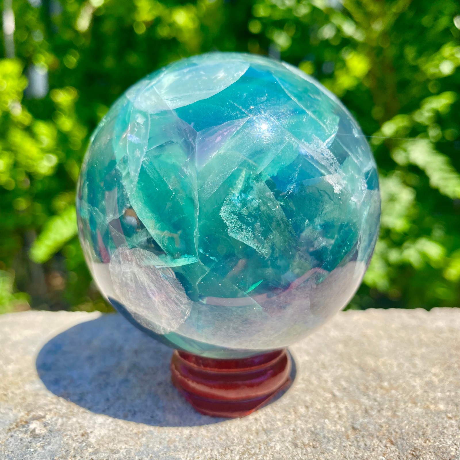 1.24LB natural Green fluorite ball quartz crystal Sphere Reiki energy healing
