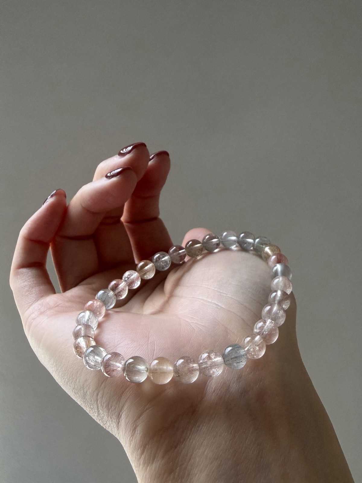 Natural Pastel Transparent Rabbit Hair Quartz Bracelet | Soft Needle Rutile 6mm