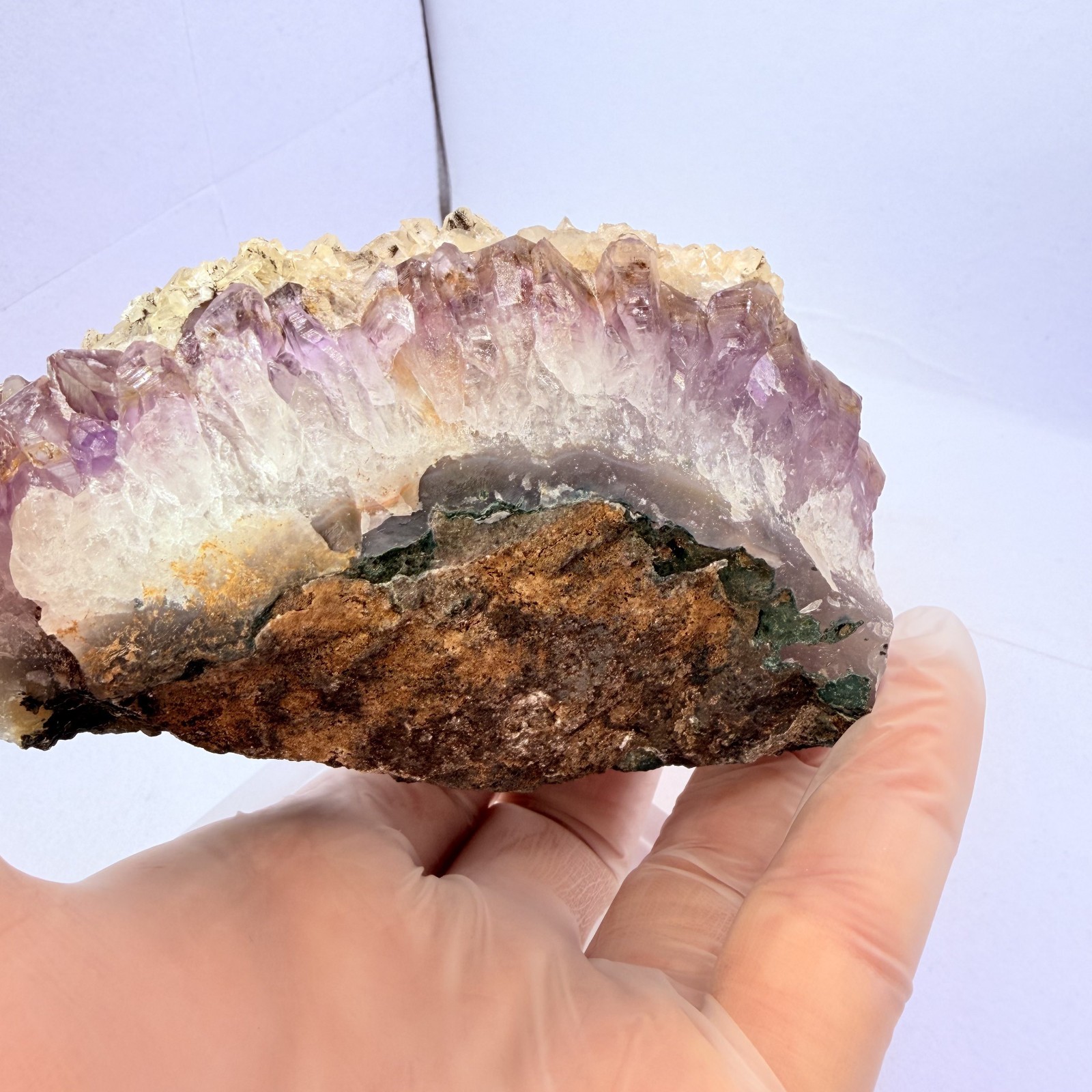 Rare Purple Amethyst Yellow Calcite Cluster Brazil 4.8″ Display