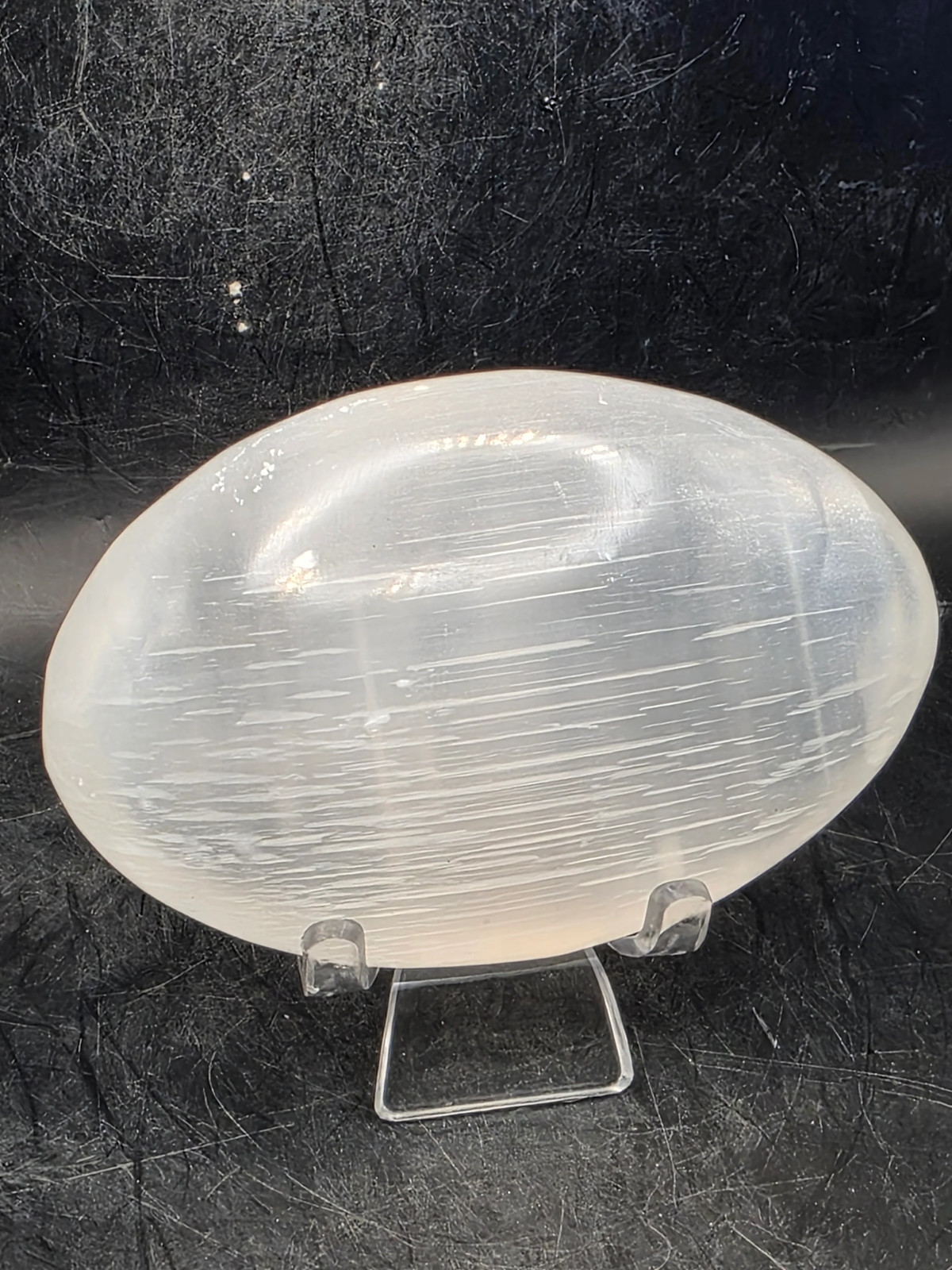 4 inch Selenite palm stone!! 7 ounces!