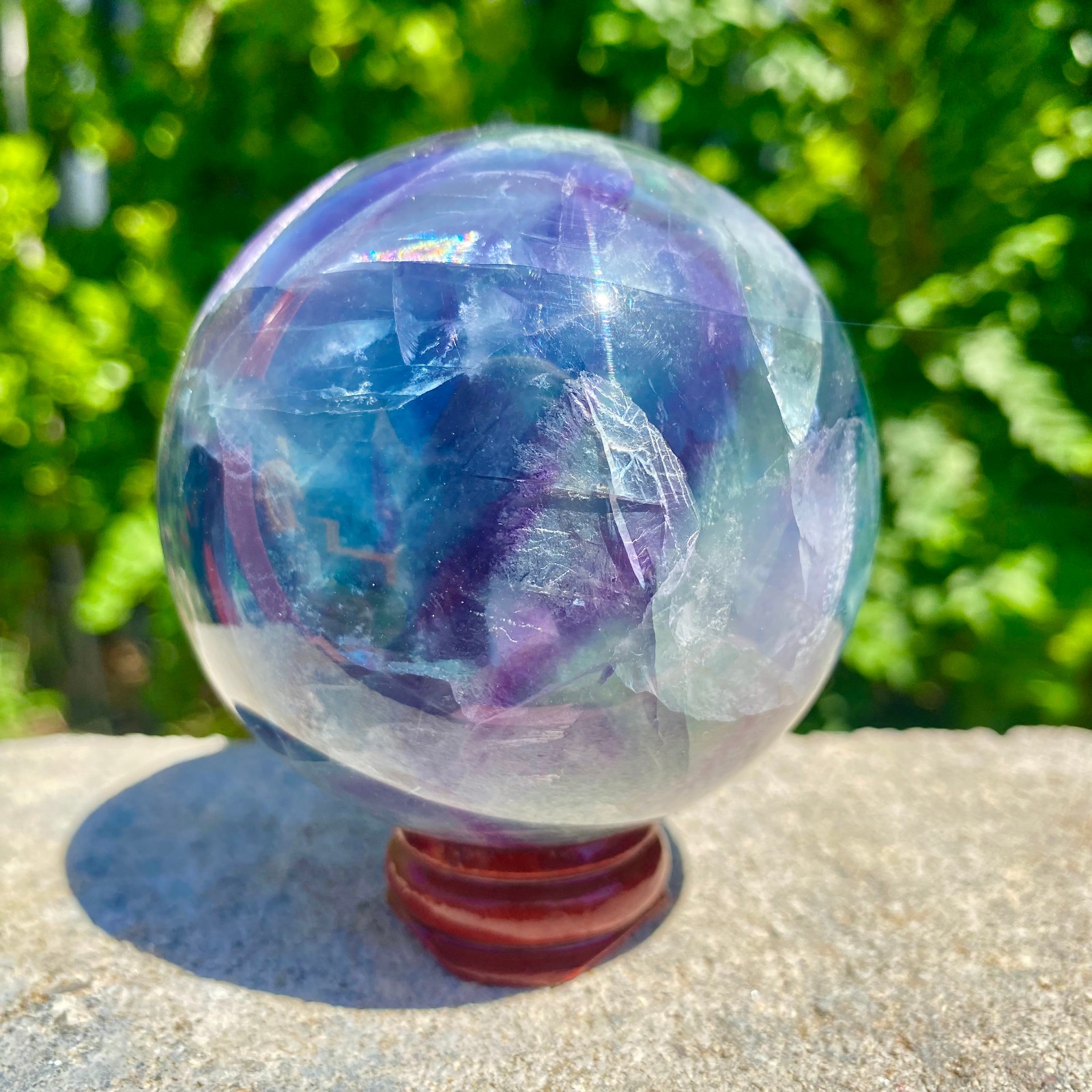 1.24LB natural Green fluorite ball quartz crystal Sphere Reiki energy healing