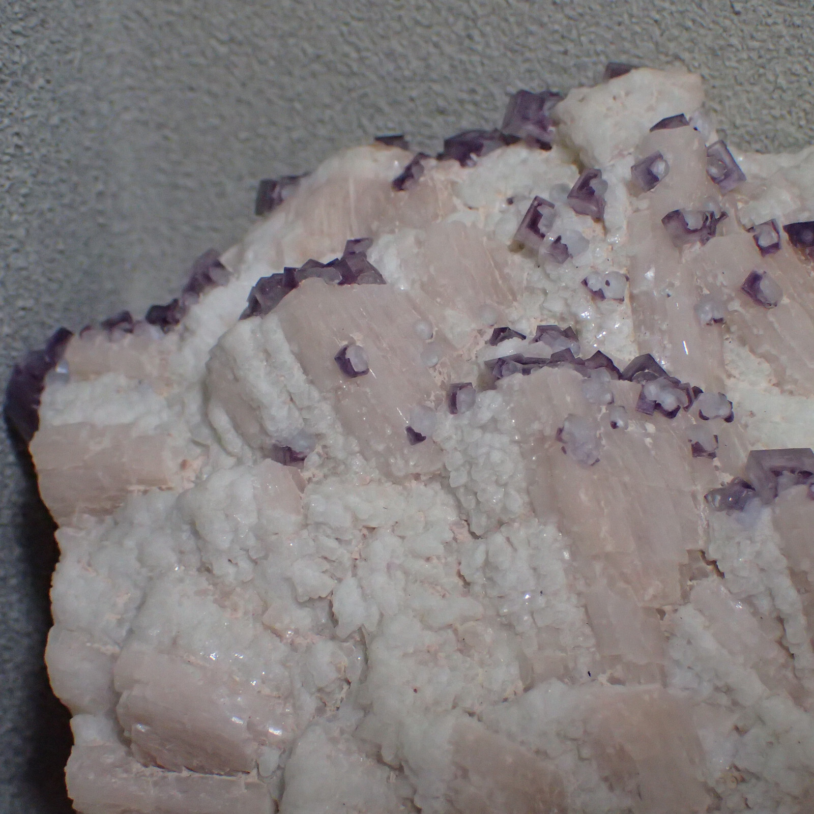 Fluorite on Microcline, Dreamtime Claim, Lake George, Colorado