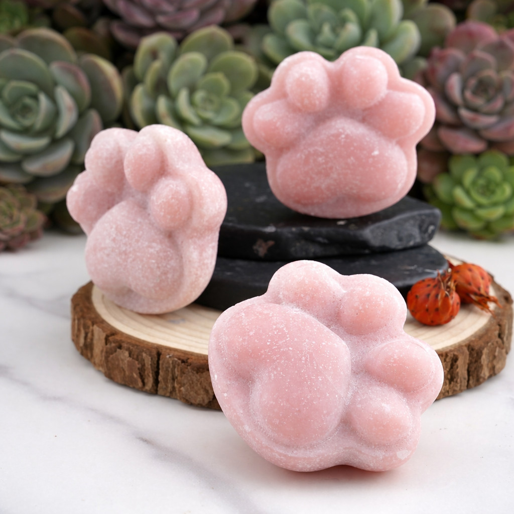Pink Opal Crystal Paw Carving Stone Pink Protection Trinket Cat Dog Lover Gift