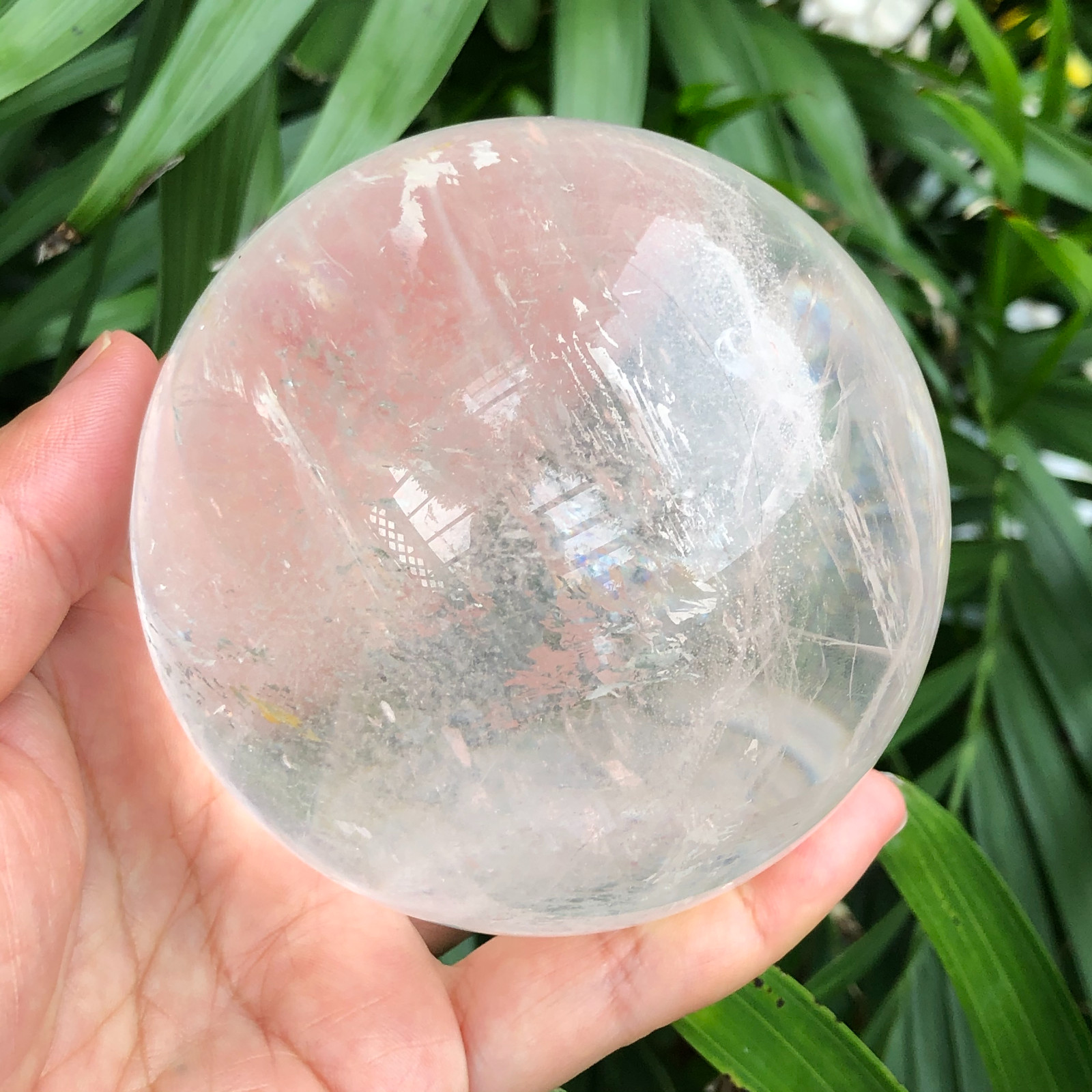 858g white crystal transparent quartz crystal ball Reiki repair 141