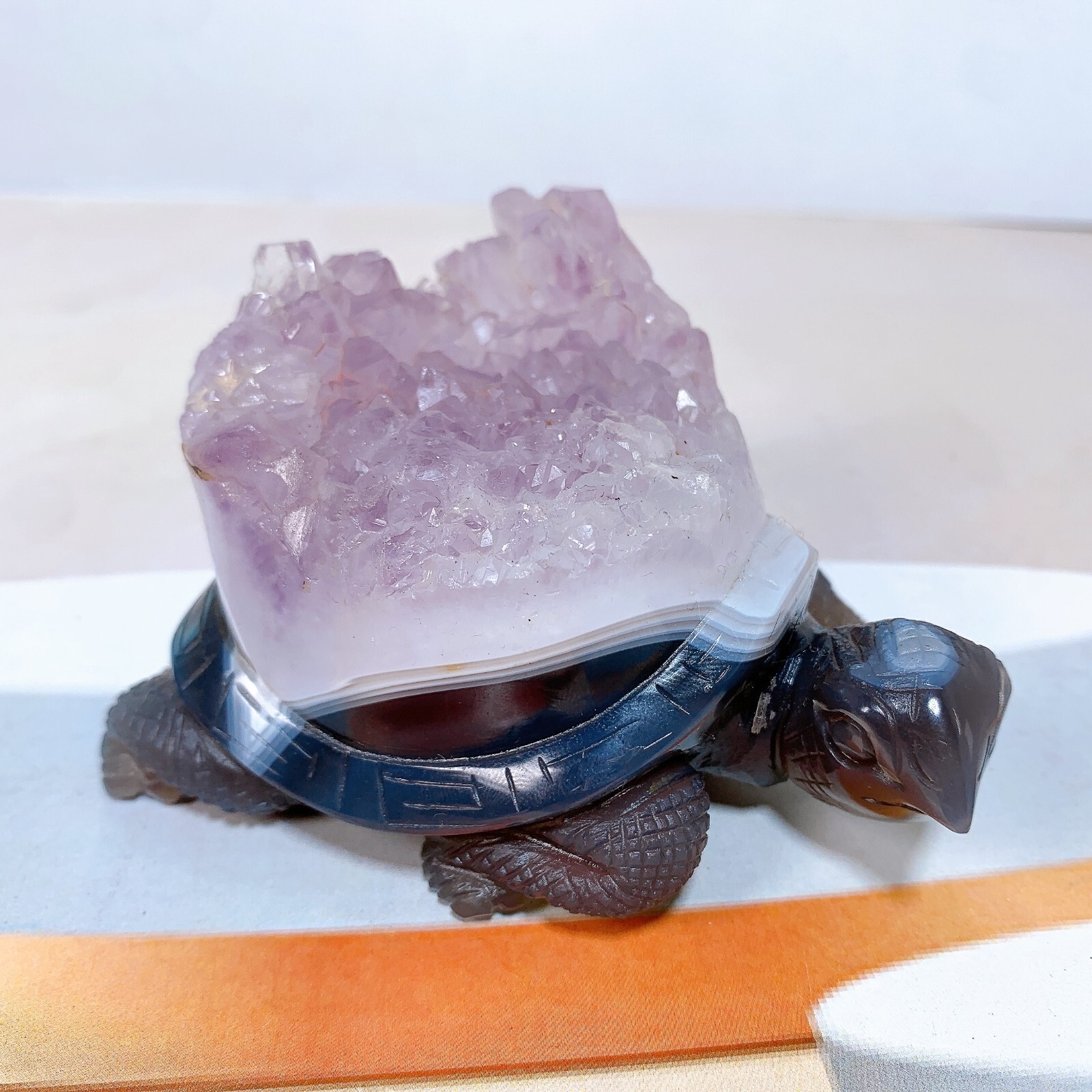 1pc Natural amethyst agate turtle Crystal turtle carving healing Home decora