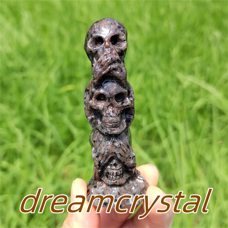 3″+ Natural Yooperlite Skull Hand Carved Quartz Crystal Skull Reiki Healing 1pc