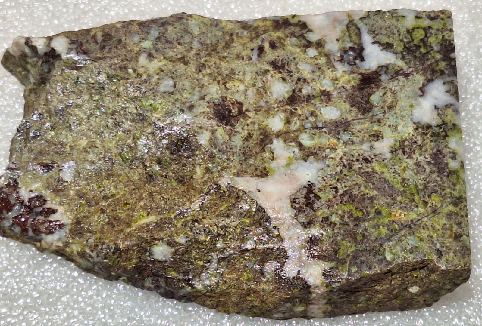 Pretty Epidote Calcite Copper and Quartz Pockets In Basalt -Polished Stone Slab