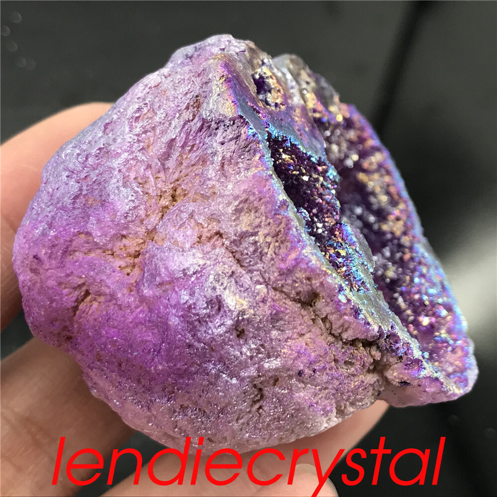 1pc Titanium Agate geode cluster rainbow natural quartz crystal Mineral healing