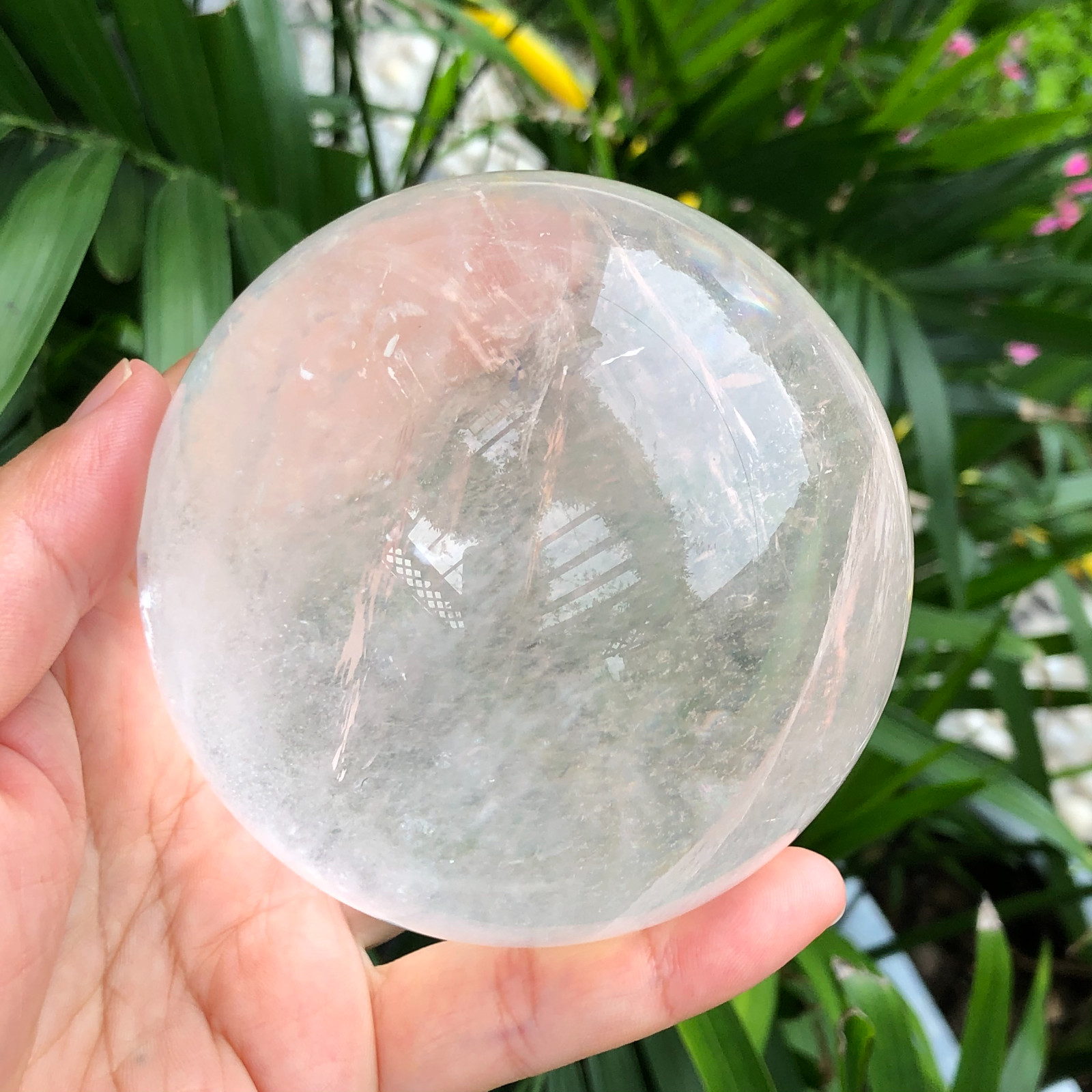 858g white crystal transparent quartz crystal ball Reiki repair 141