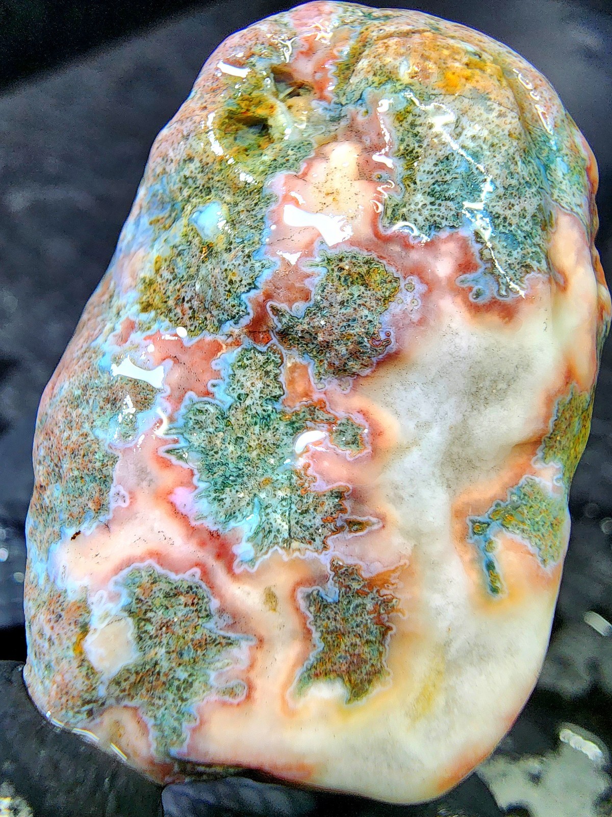 Rare Lake Superior Orbicular Moss Agate – Pink Blue & Green Chalcedony – 2.0 oz