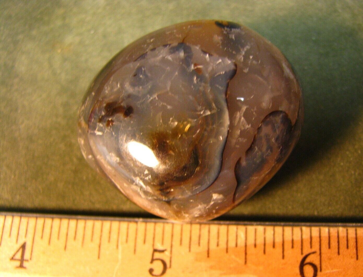 41g 40mm DENDRITIC CHALCEDONY AGATE PALM STONE MADAGASCAR MAD CRAZY LACE #014