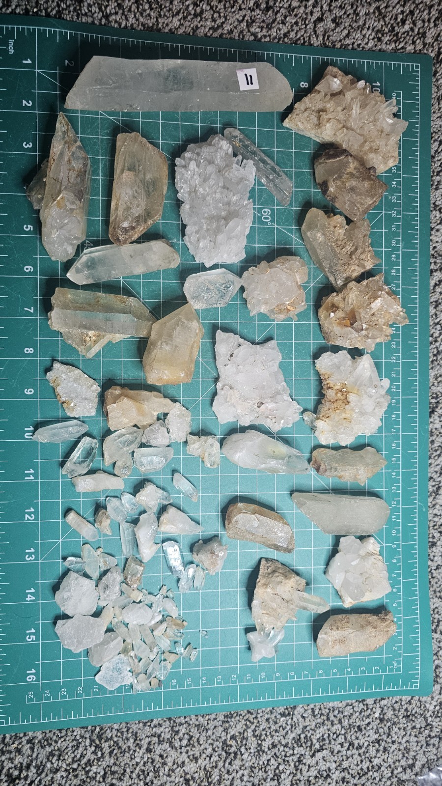 Huge Lot Of Quartz Crystal Points And Clusters. Iron Stained.