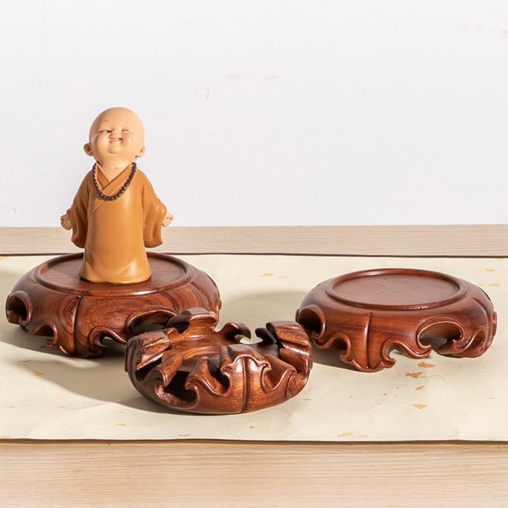 Handmade Chinese Carving Display Pedestal Stand Round Rosewood Glossy Crafts …