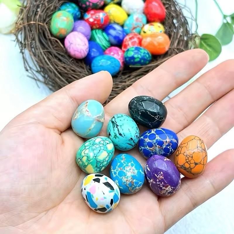 10 Pcs Natural Multi-color Gems Crystal Healing Mineral Eggs Quartz – Random