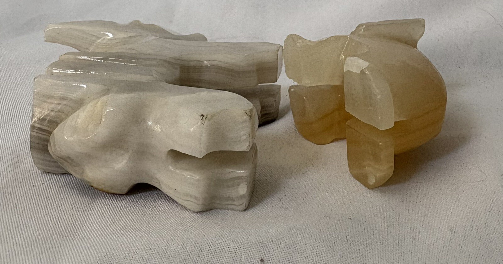 ￼ Vintage Hand Carved Polished Stone Elephant And Donkey/Mule/Burro READ