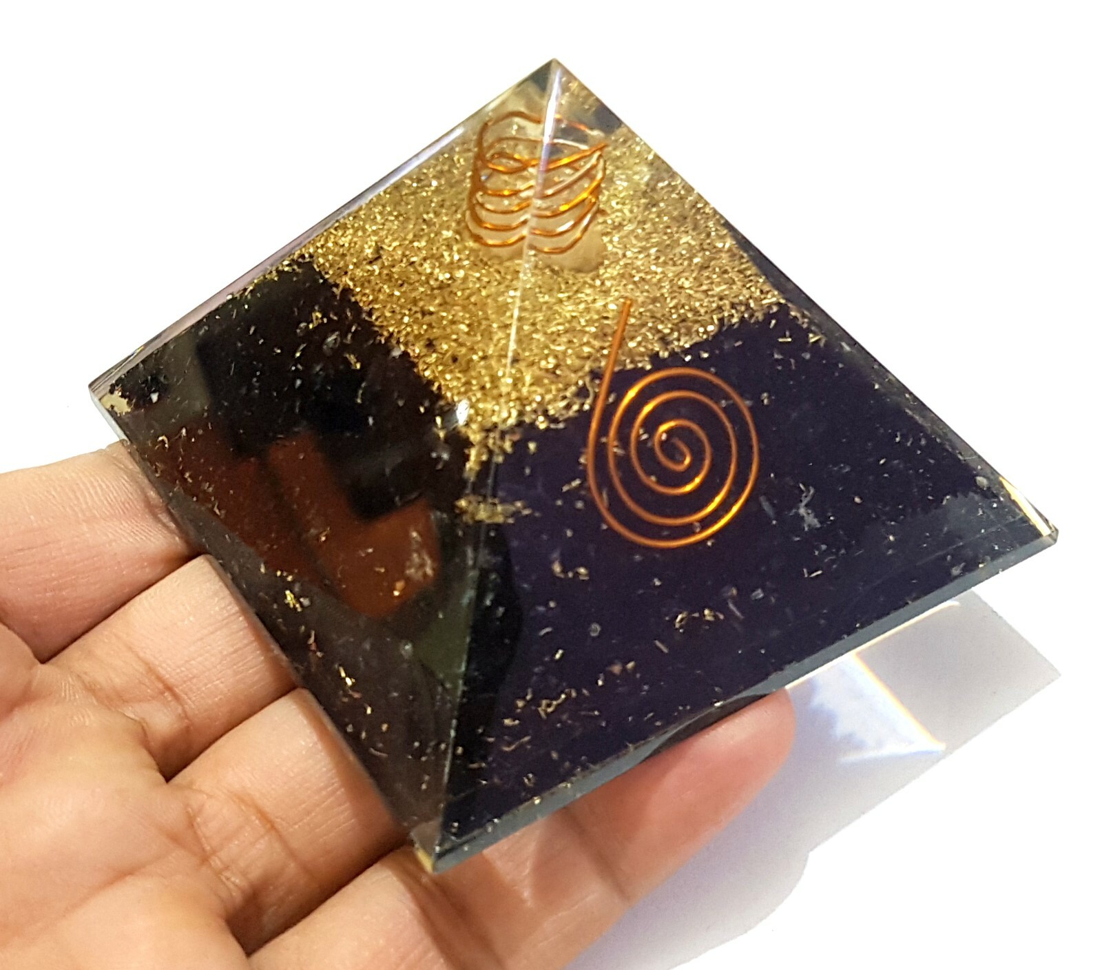 Black Tourmaline 75mm Big EMF Protection Natural Stone Orgone Pyramid Reiki Heal