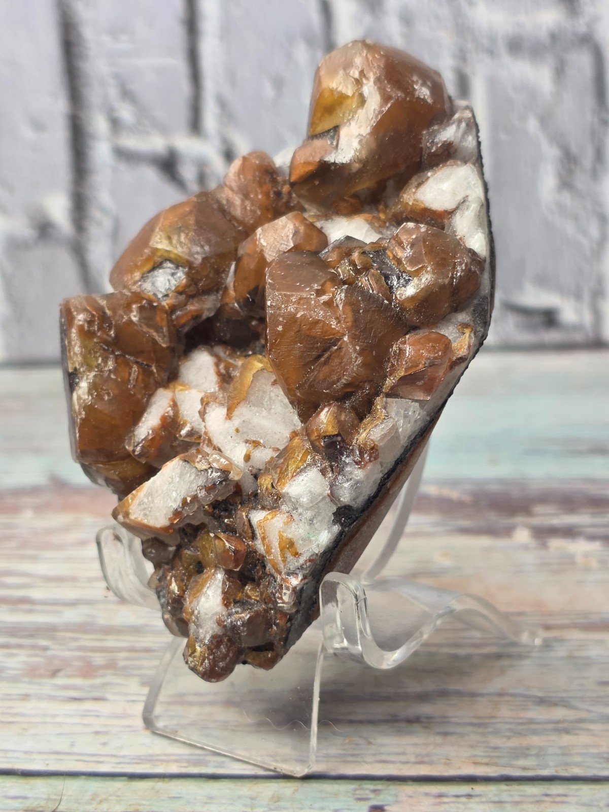 Natural Chocolate Calcite Crystal Cluster on Quartz Ojuela Mine Mexico 198.36g