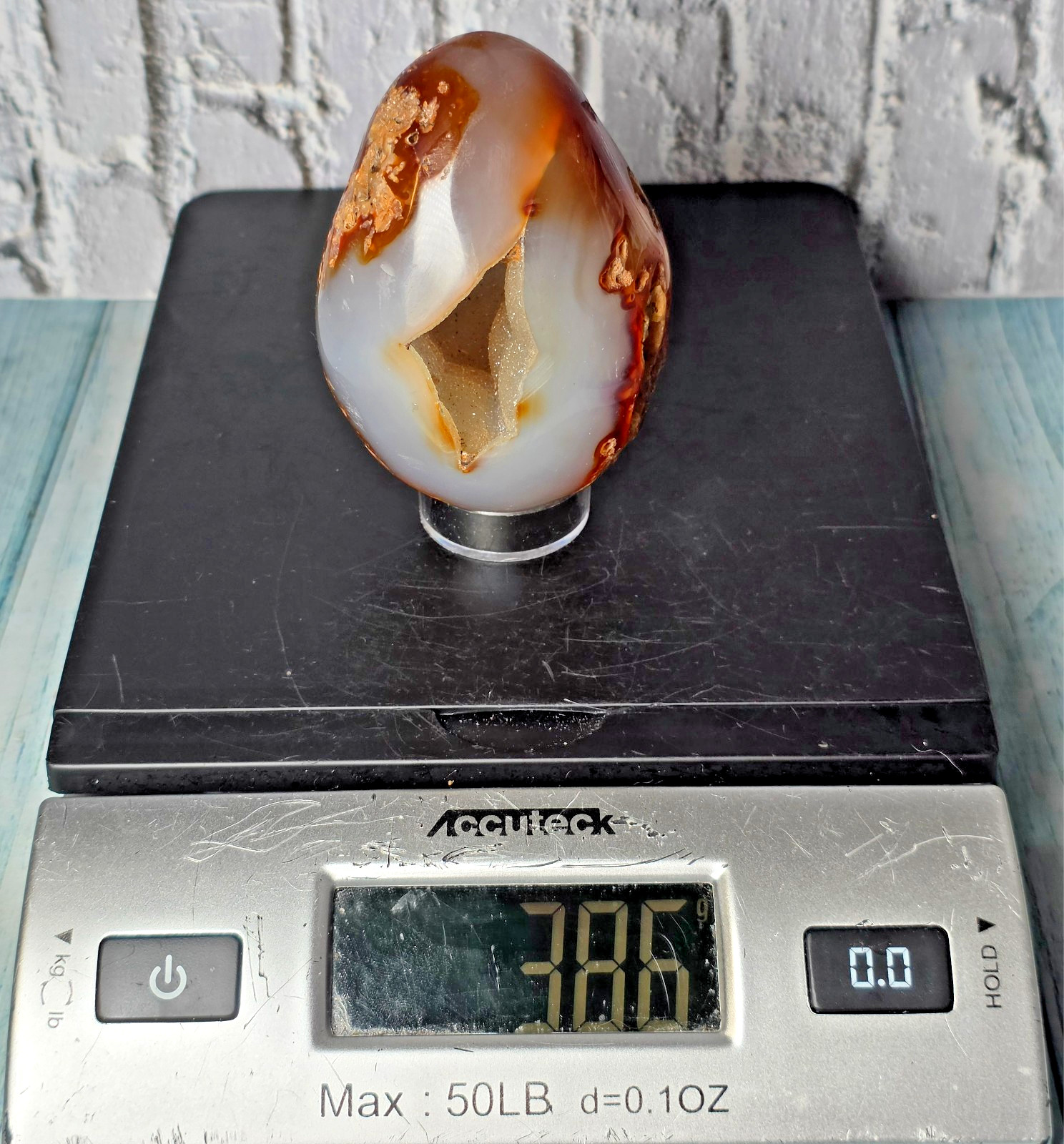 ✨ Druzy Cave Agate Egg – Natural Crystal Inclusions – Polished Stone ✨