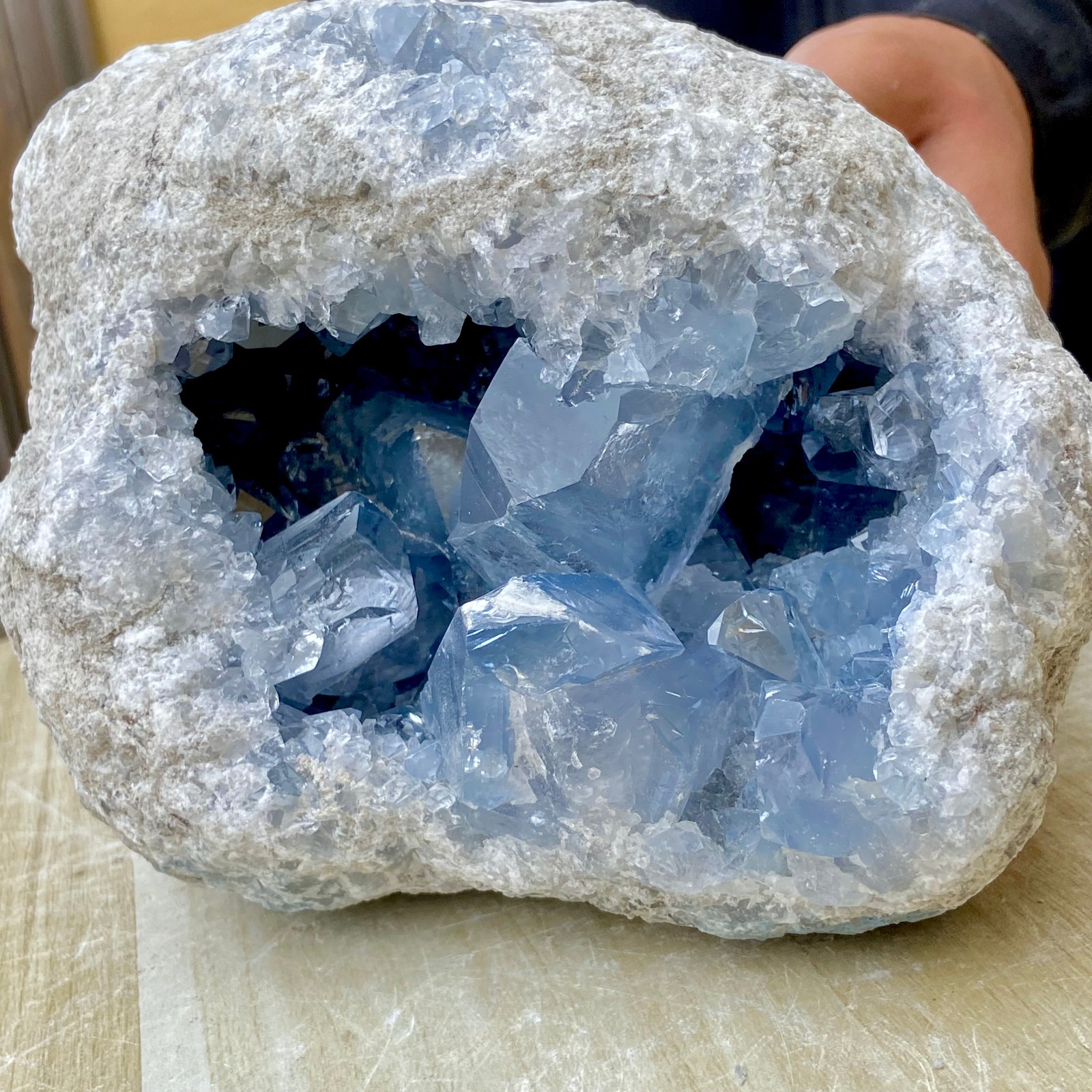 7.71LB Natural blue crystal cave quartz crystal cave mineral specimens