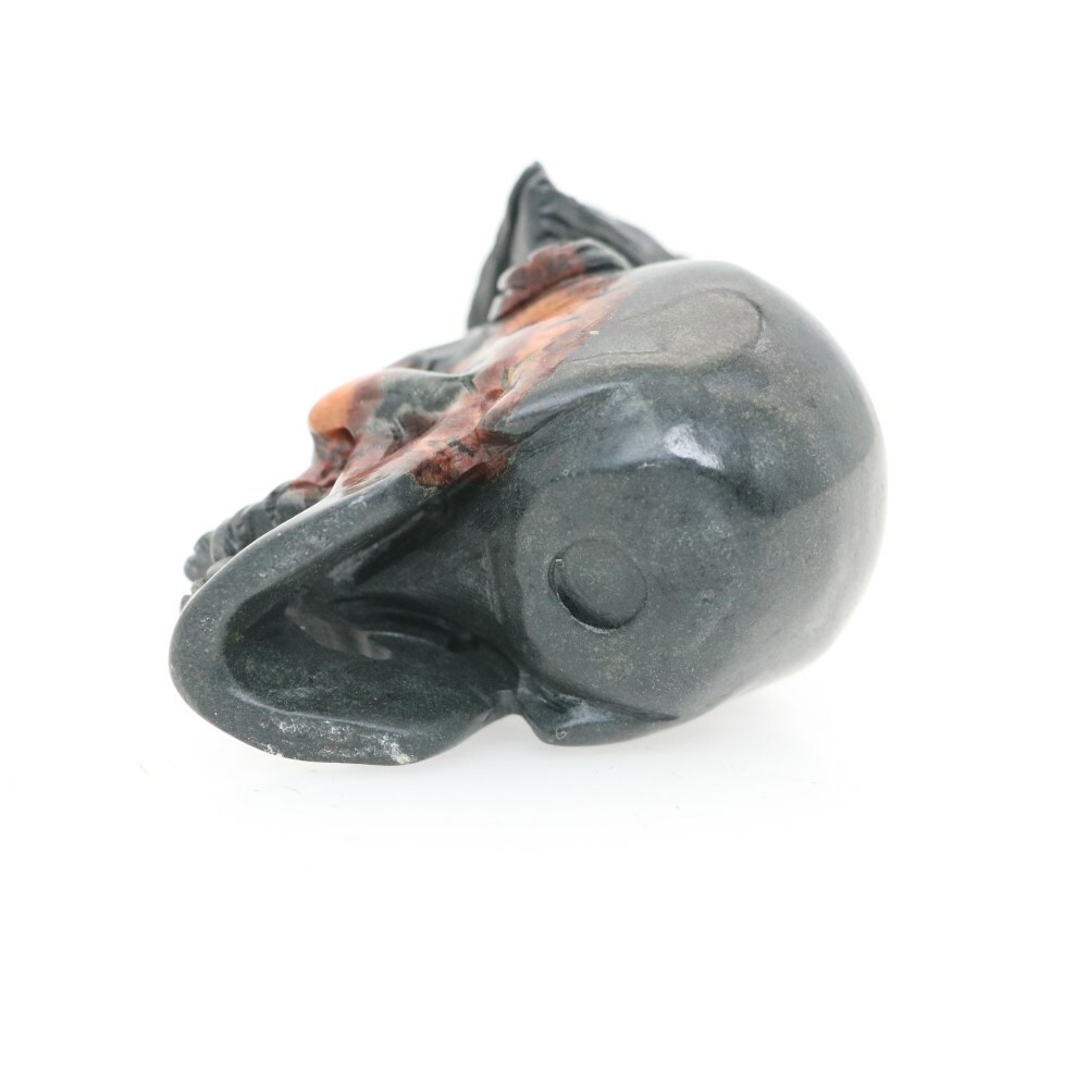 Height 3.4″ PLUM FLOWER STONE Carved Eagle Crystal Skull Crystal Healing Reality