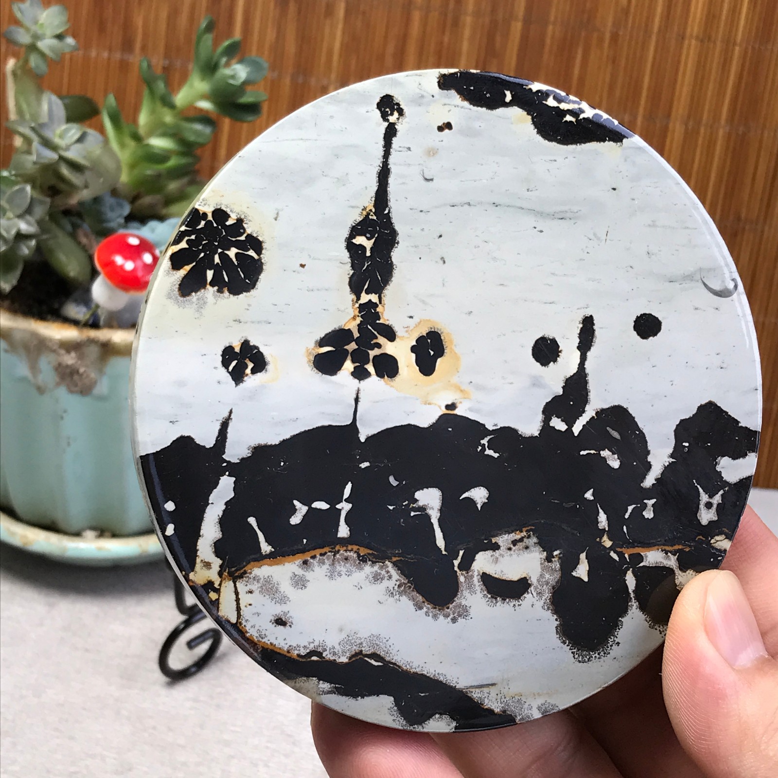 99mm Natural Chinese painting stone crystal ornaments for home decoration A6393