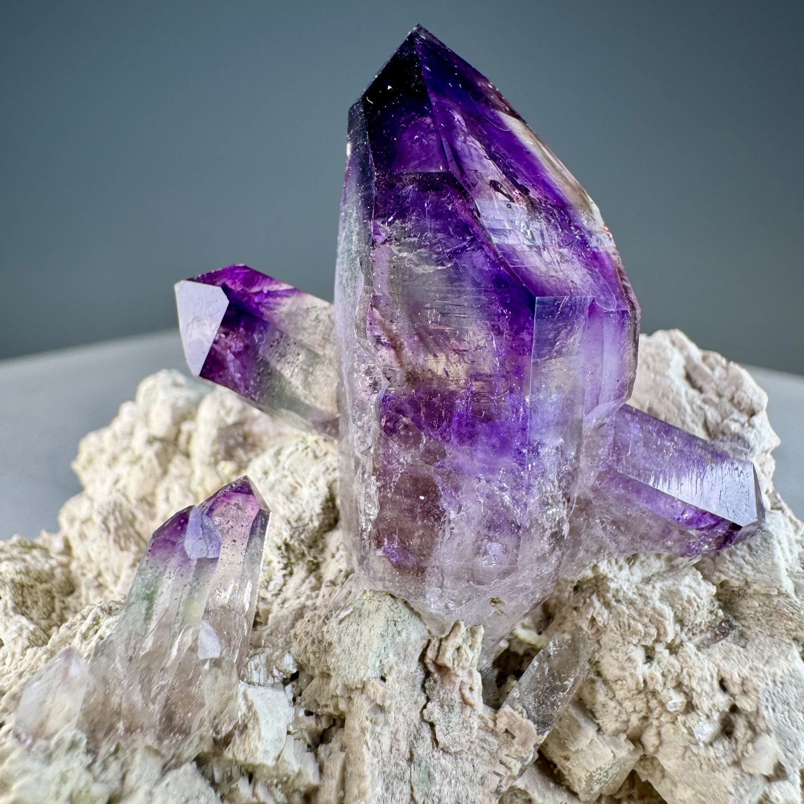 Fine Amethyst Crystals on Microcline: Brandberg Complex, Brandberg Area, Namibia