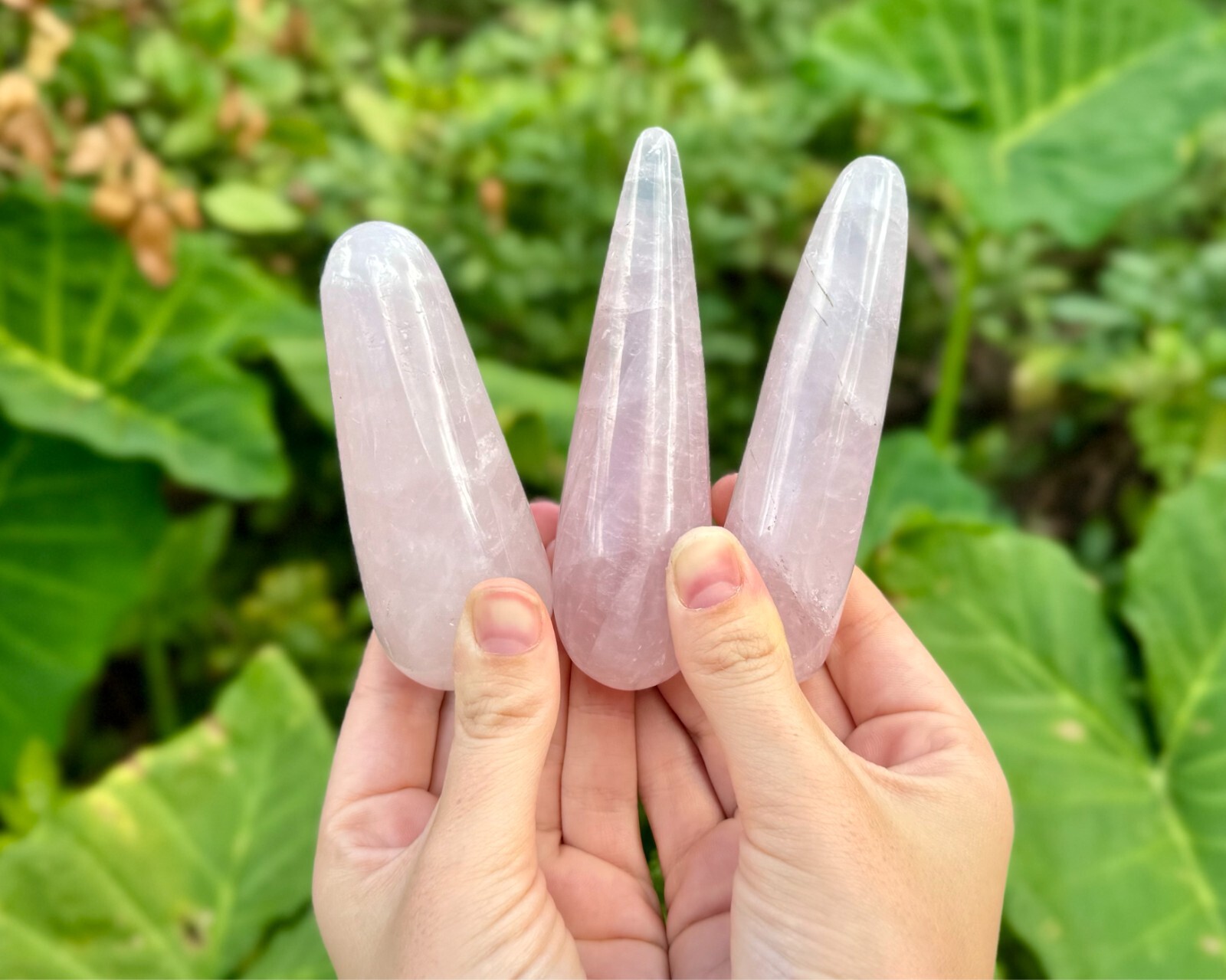 LARGE Rose Quartz Massage Wand, Natural Rose Quartz Crystal Wands – Choose Size