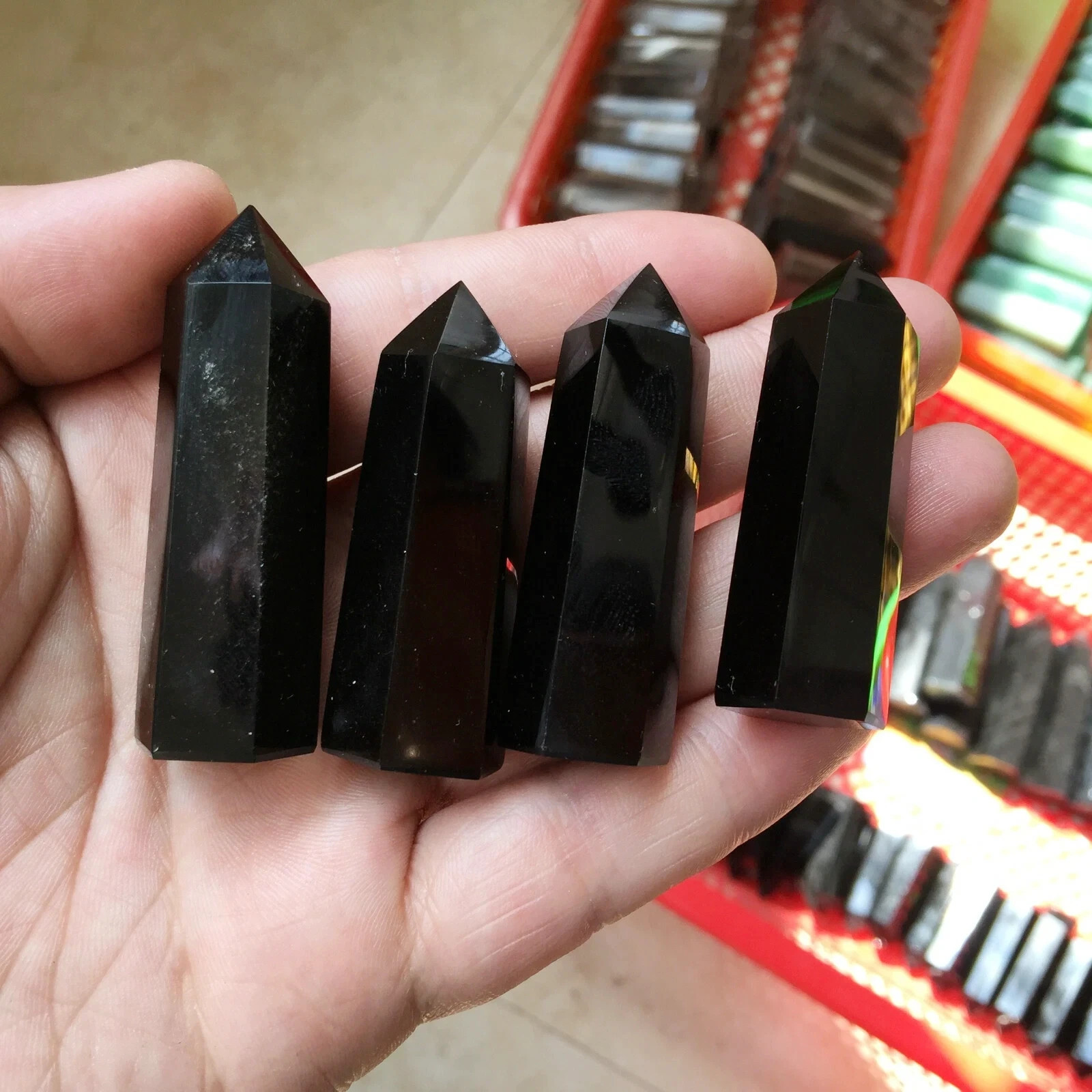 10PCS Natural Obsidian Quartz Obelisk Point Crystal Tower Healing 5-5.5CM