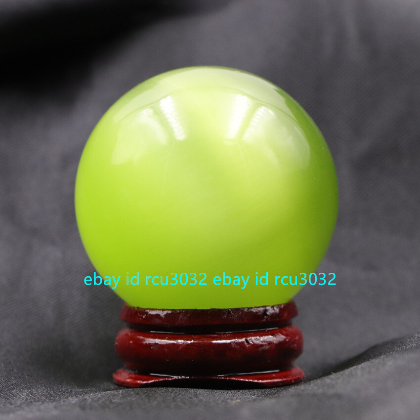 Multi-Color 40mm Mexican Opal Cat’s Eye Gems Ball Crystal Healing Sphere + Stand