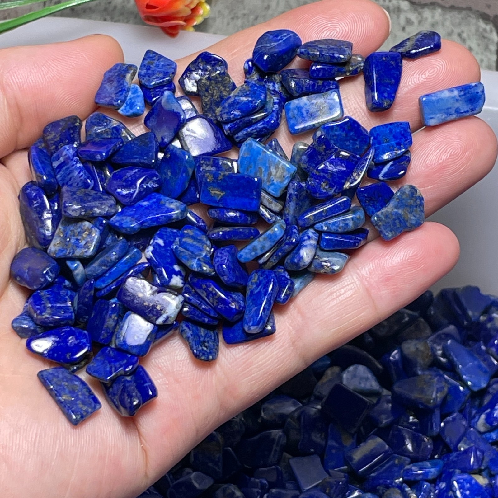 200g Rare Natural Lapis Lazuli Polished Stones Crystal Healing 6-14mm