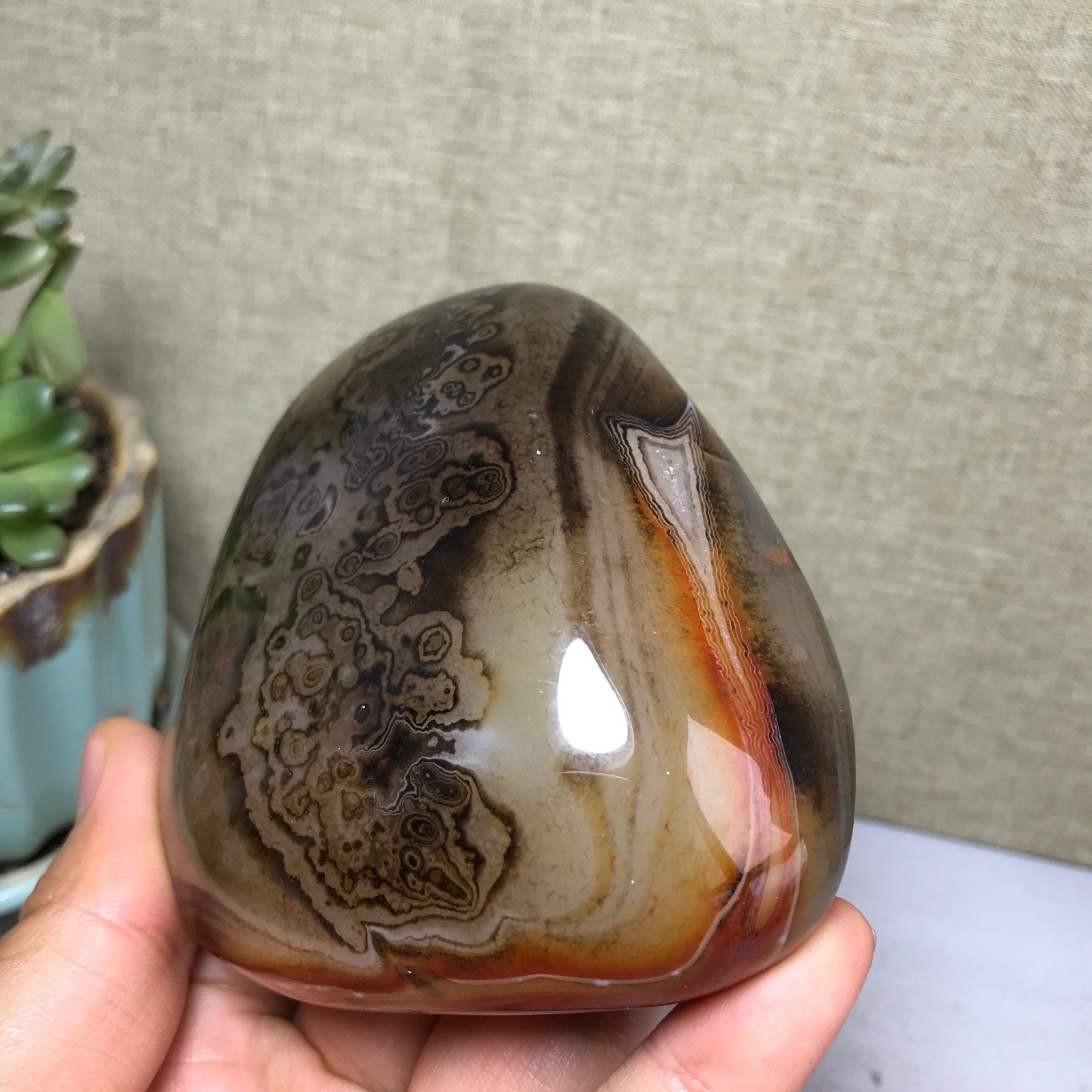 85mm Crazy Lace SILK Banded Agate Polished Crystal Specimen Tumbled 318g A5254