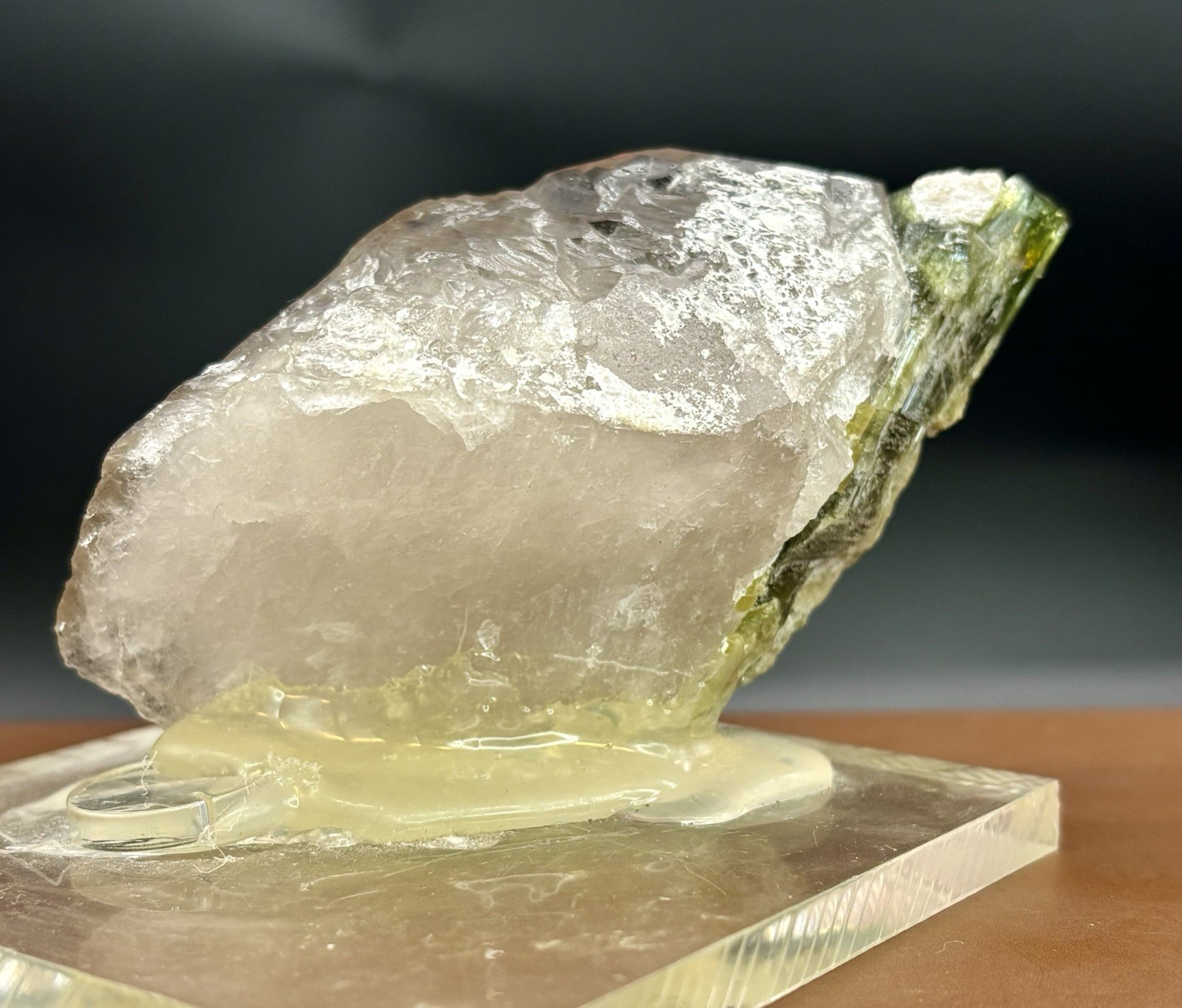 Verdelite Green Tourmaline Crystal Smoky Quartz Mineral Specimen Display Kunar