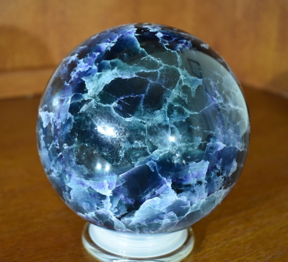 Large Fluorite Sphere 6855 grams or 15 LB 1.8 OZ. 160 mm