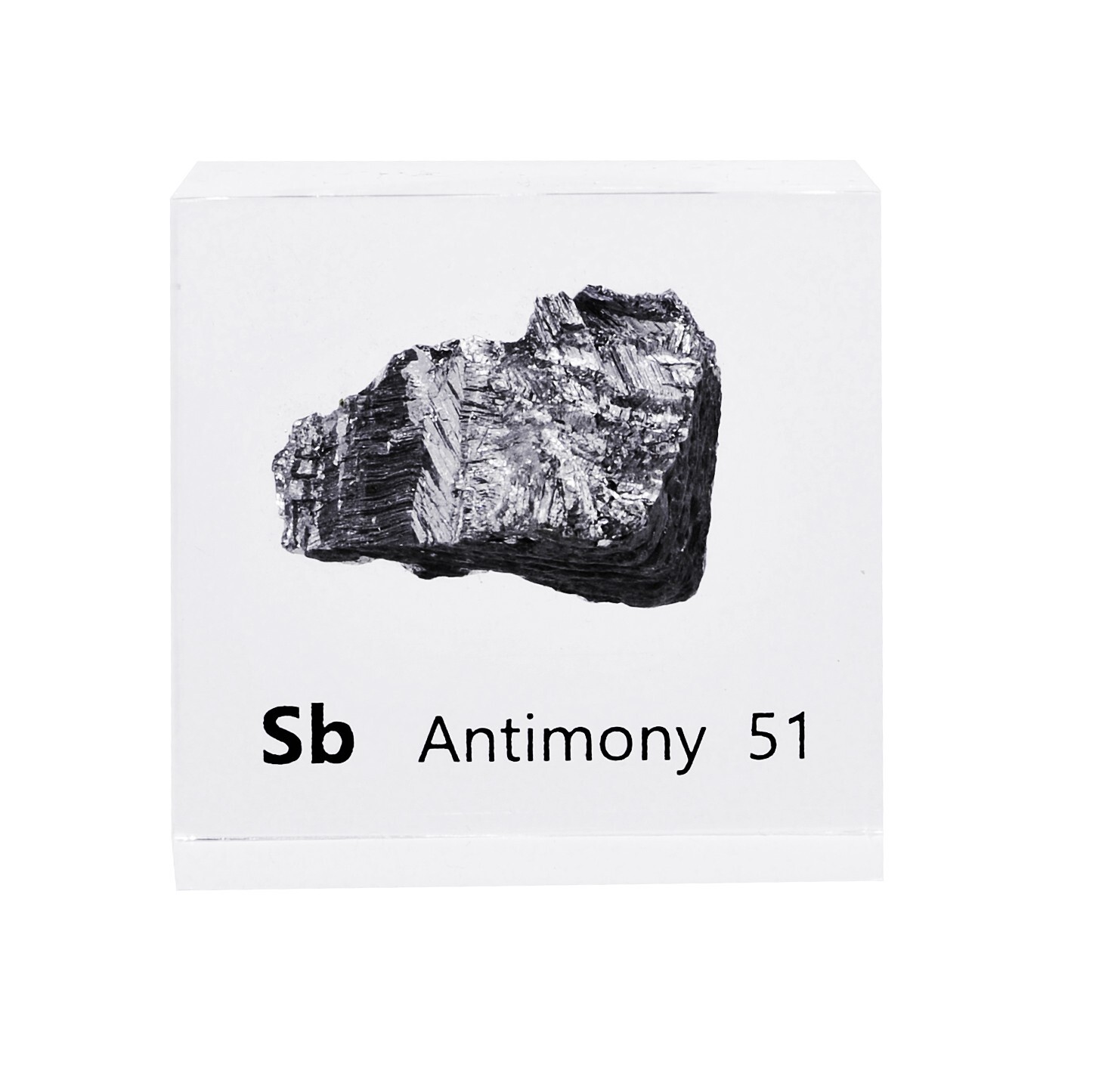 Antimony 50mm Lucite Acrylic Cube for Element Collection USA SHIPPING