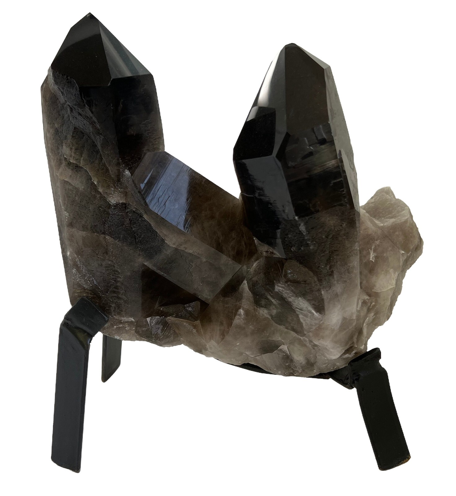 Smoky Quartz on Metal Stand – No.2, Natural Smoky Quartz from Brazil