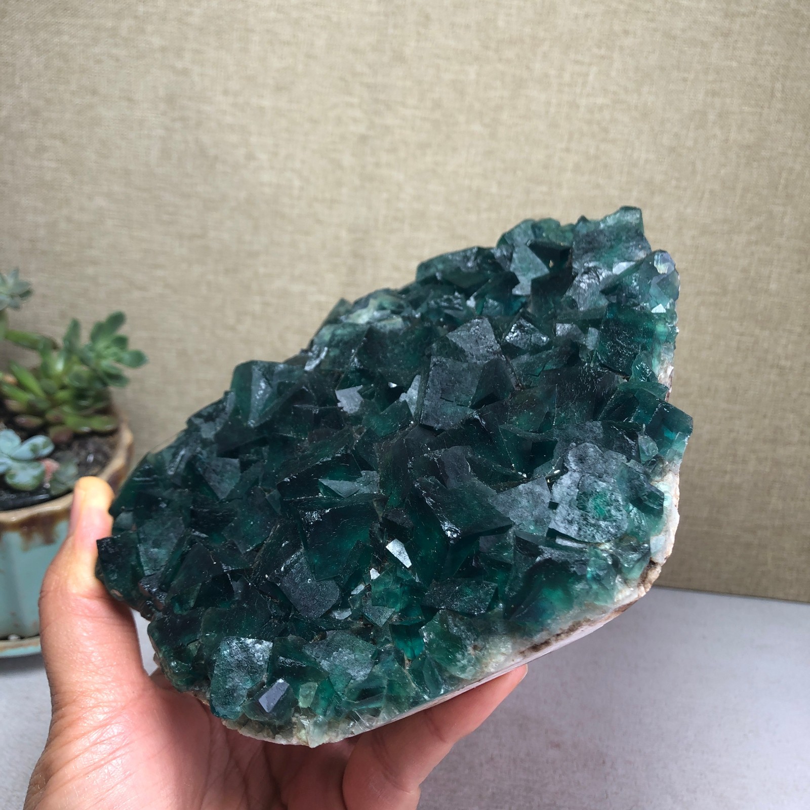 1.34kg NATURAL Green Cubic FLUORITE Crystal Cluster Mineral Specimen A4722