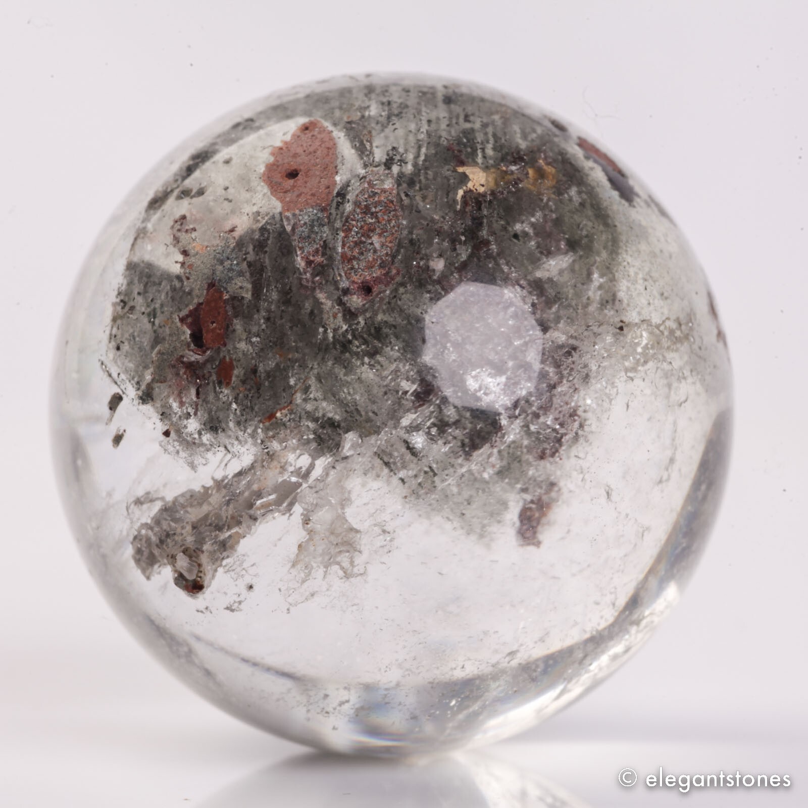 88g40mm Natural Garden/Phantom/Ghost/Lodolite Quartz Crystal Sphere Healing Ball
