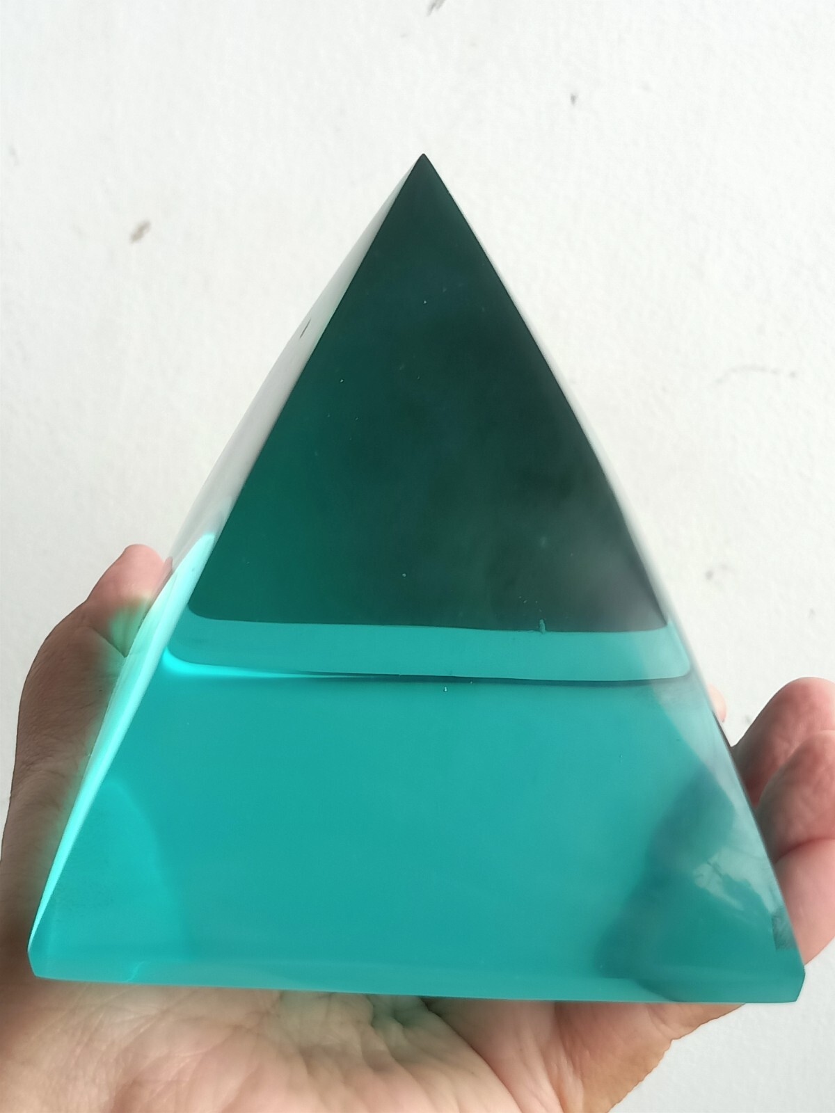 876 Grams Transparent Blue Aquamarine Pyramid Shape Monatomic Andara Crystal P12