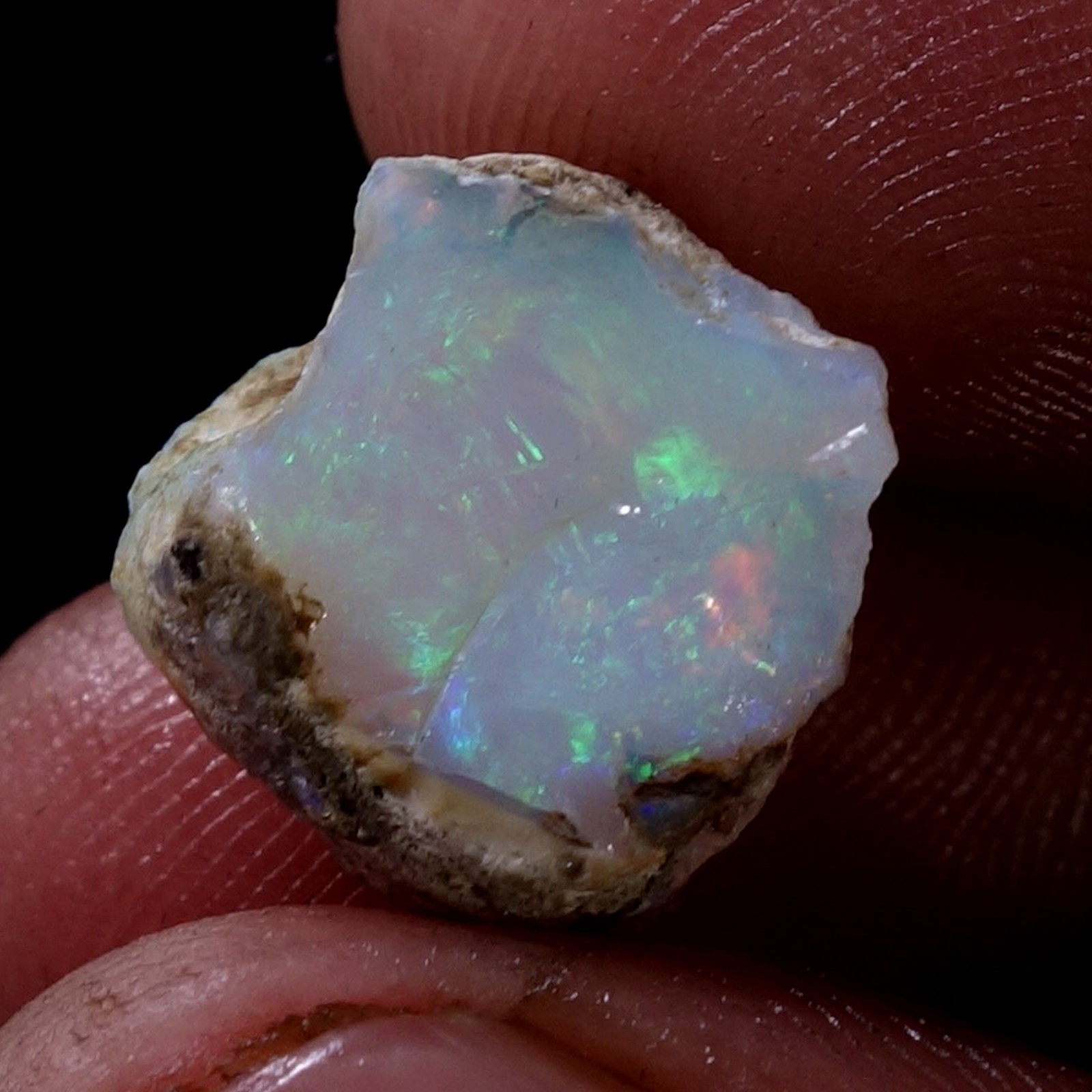 AA+ Ethiopian Dry Opal Rough Entreated Welo Opal Multi Fire Color Flash 08.10Cts