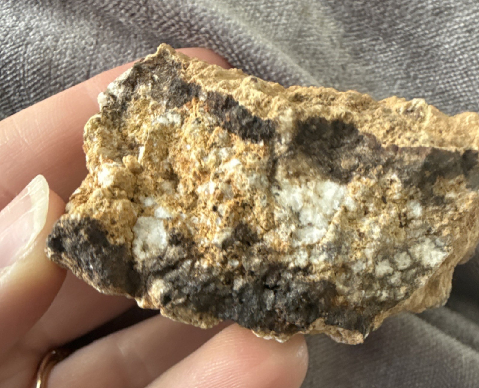 Brown and White Rough Mineral Specimen Display Rock