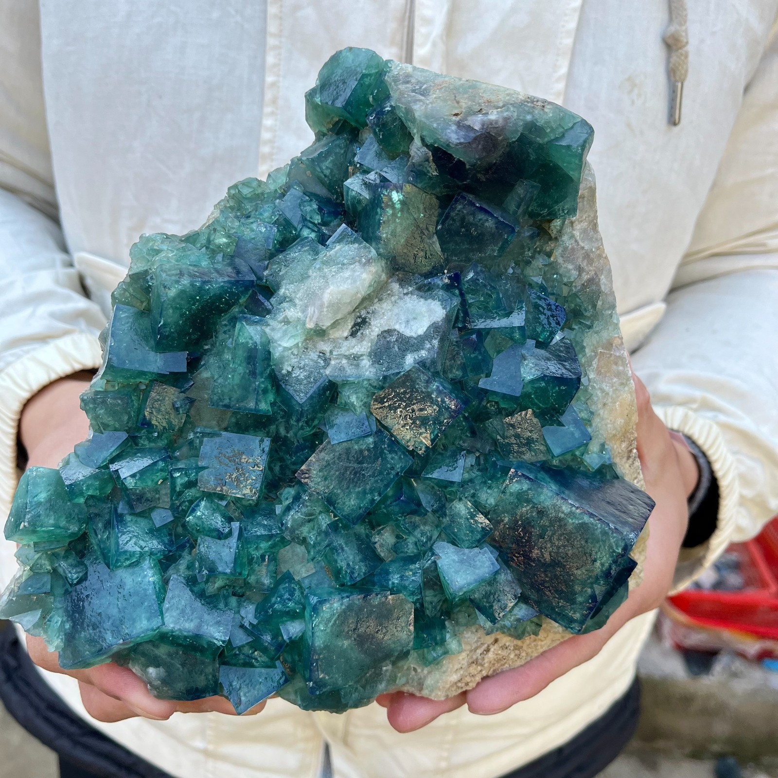 8.2lb Natural cubic green fluorite crystal clusters rough specimen Madagascar