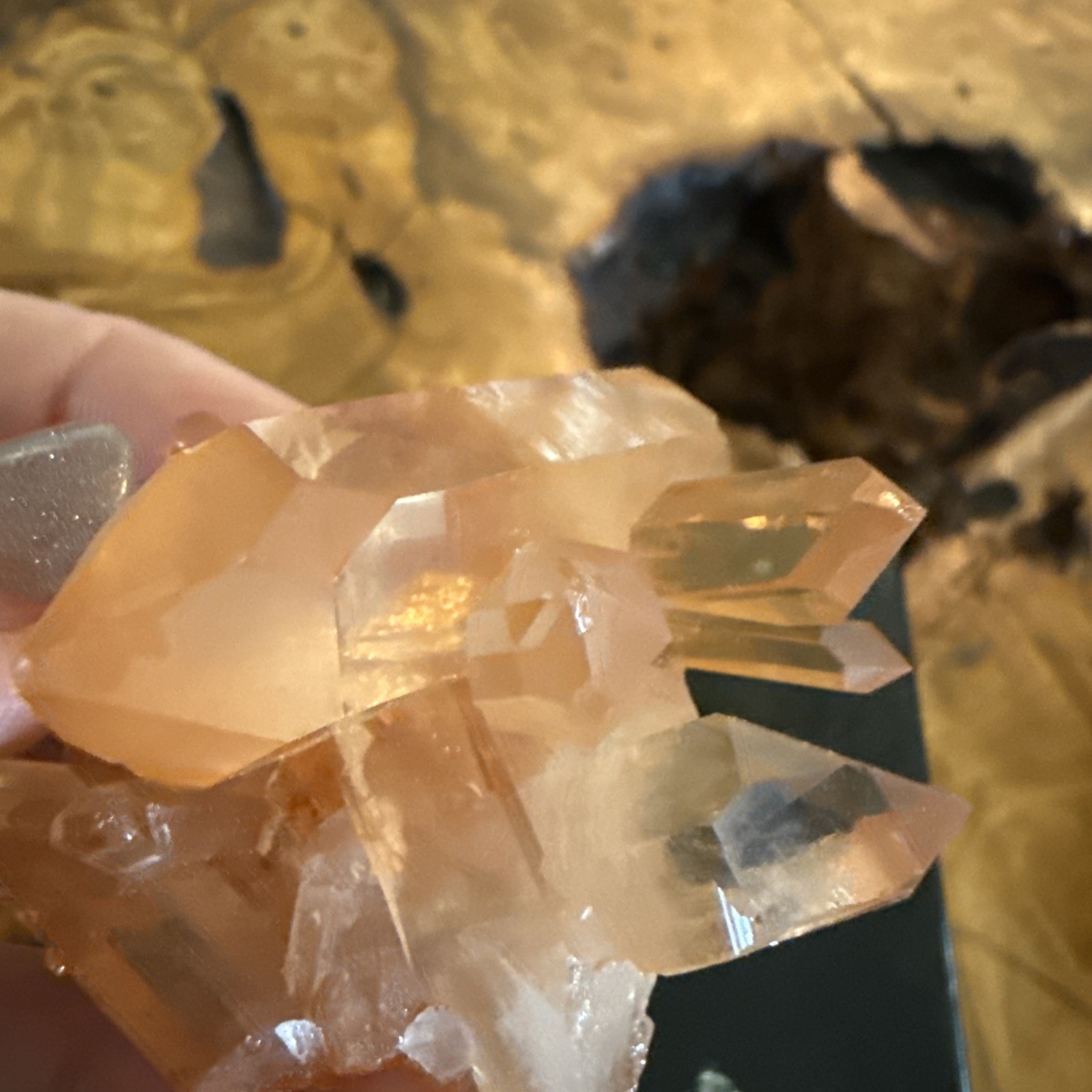 Tangerine Quartz Mineral Crystal Brazil Natural Specimen 34g With Display Stand