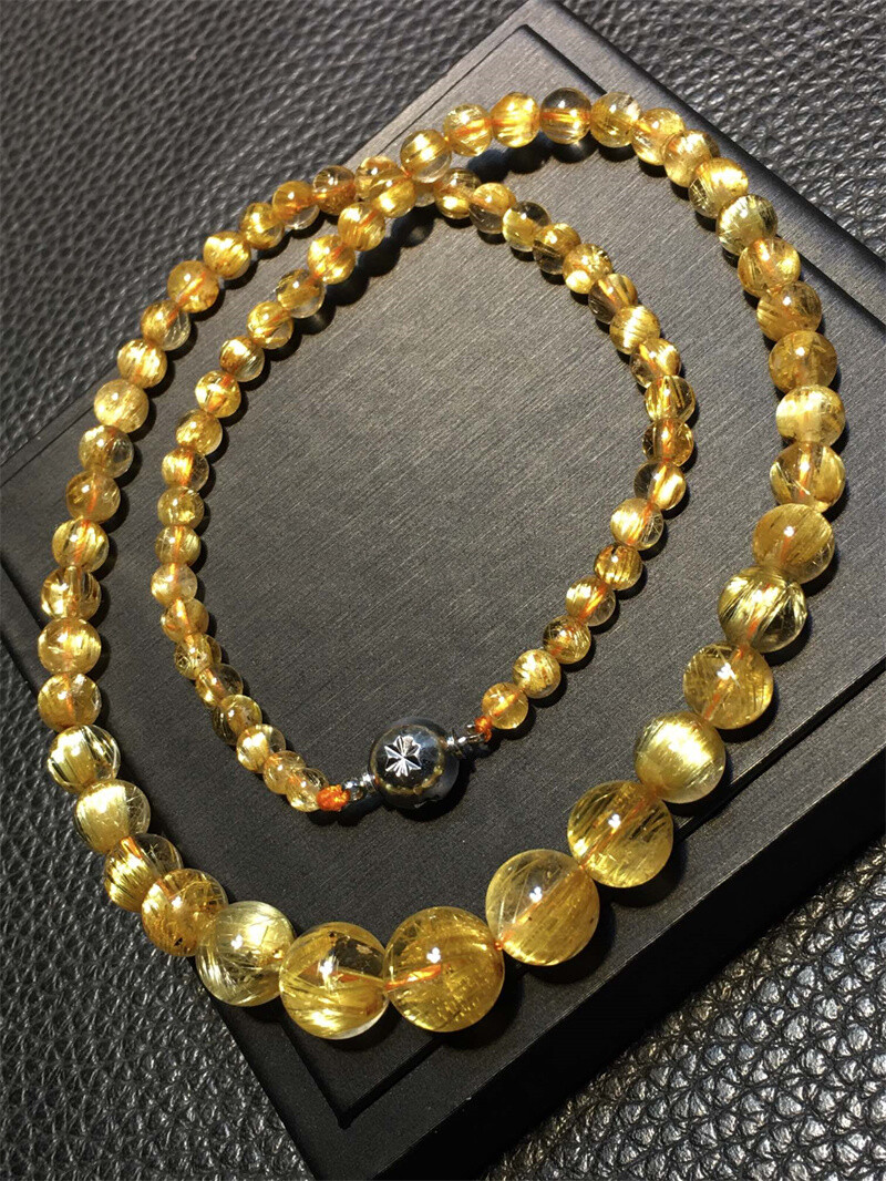 Top Natural Rutilated Quartz Healing Crystal Bracelet Necklace Reiki Gift 30.8g