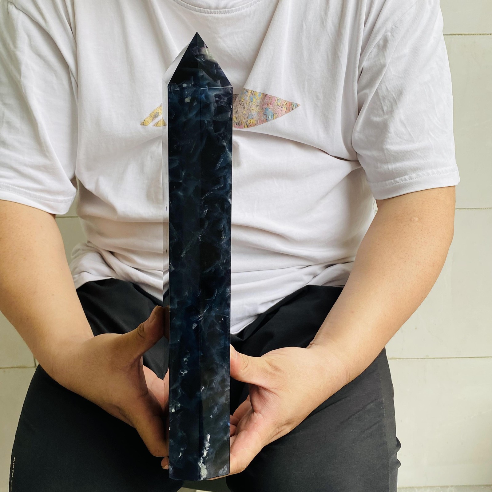 Natural Fluorite Obelisk Quartz Crystal Healing Reiki Wand Tower Point 4880g