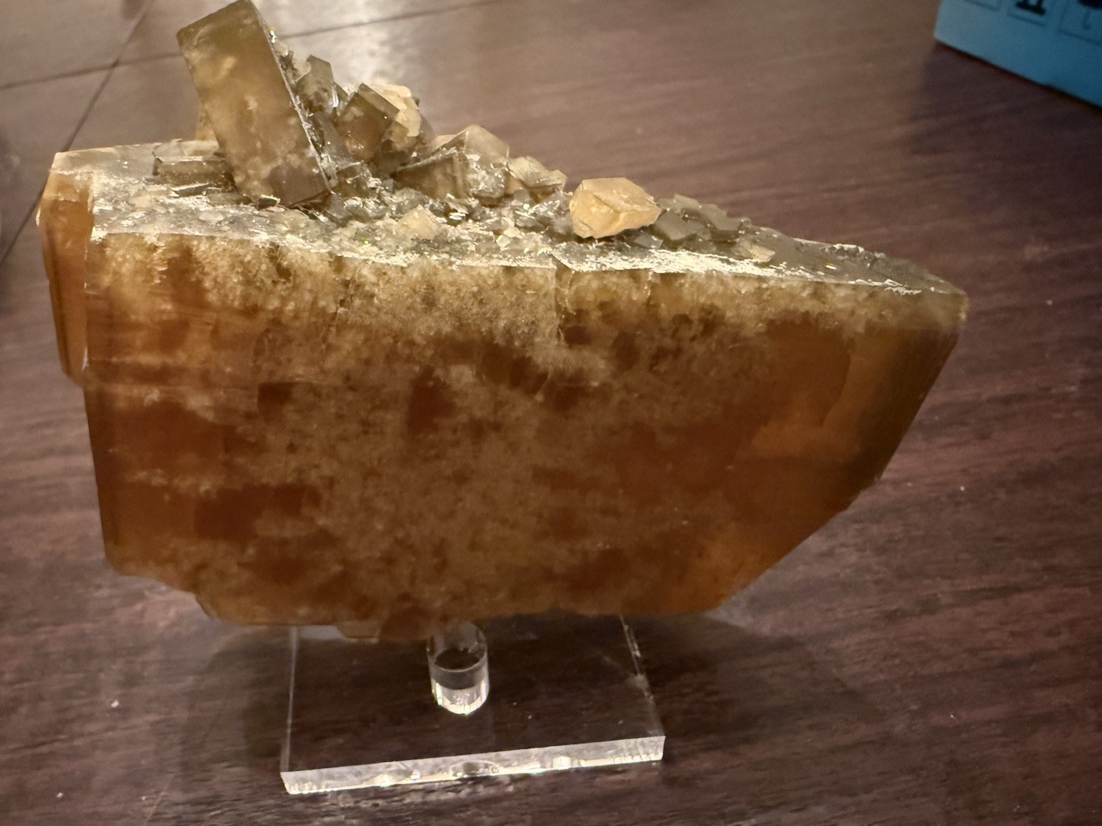 Golden Barite China 2+ Pounds Mineral Specimen With Stand