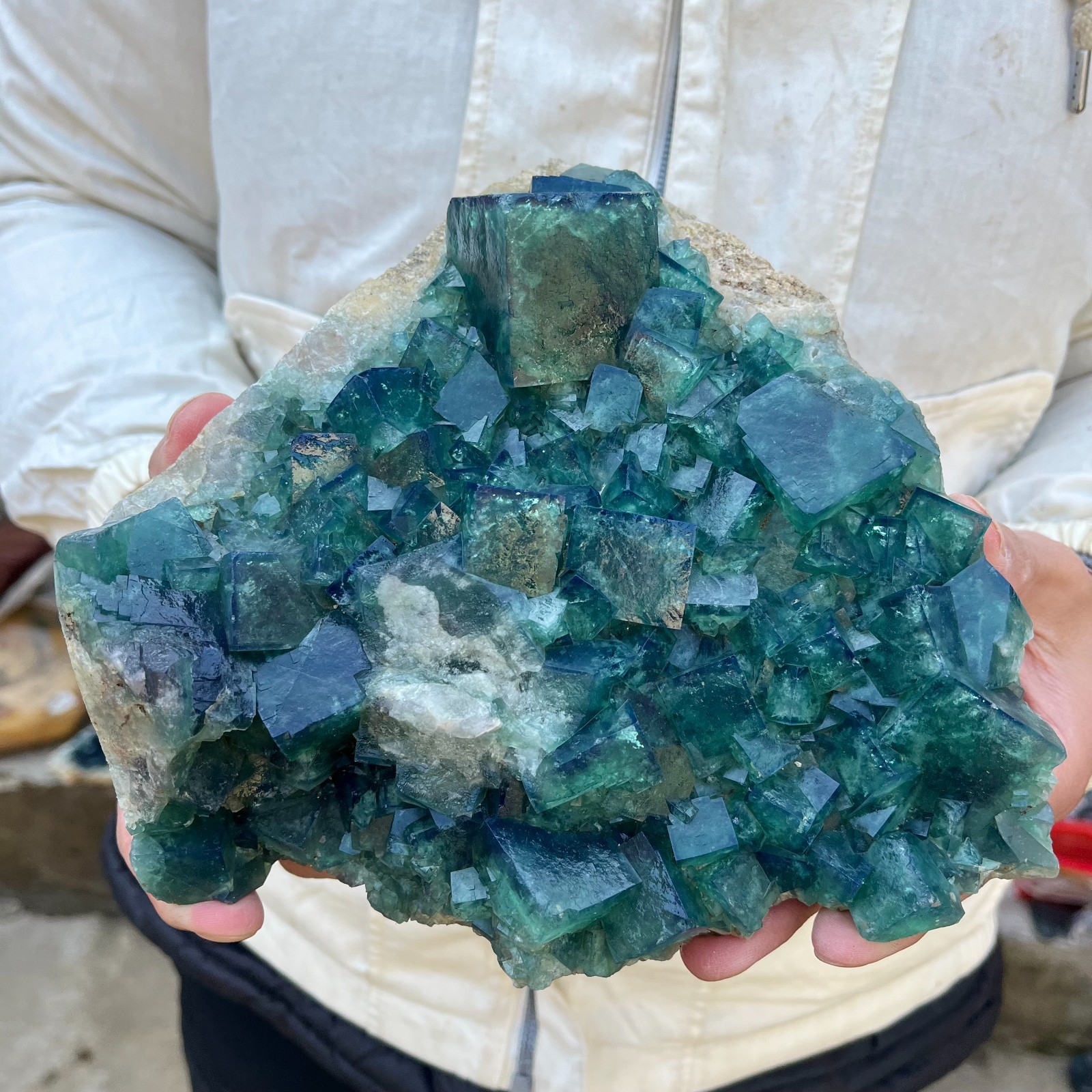8.2lb Natural cubic green fluorite crystal clusters rough specimen Madagascar